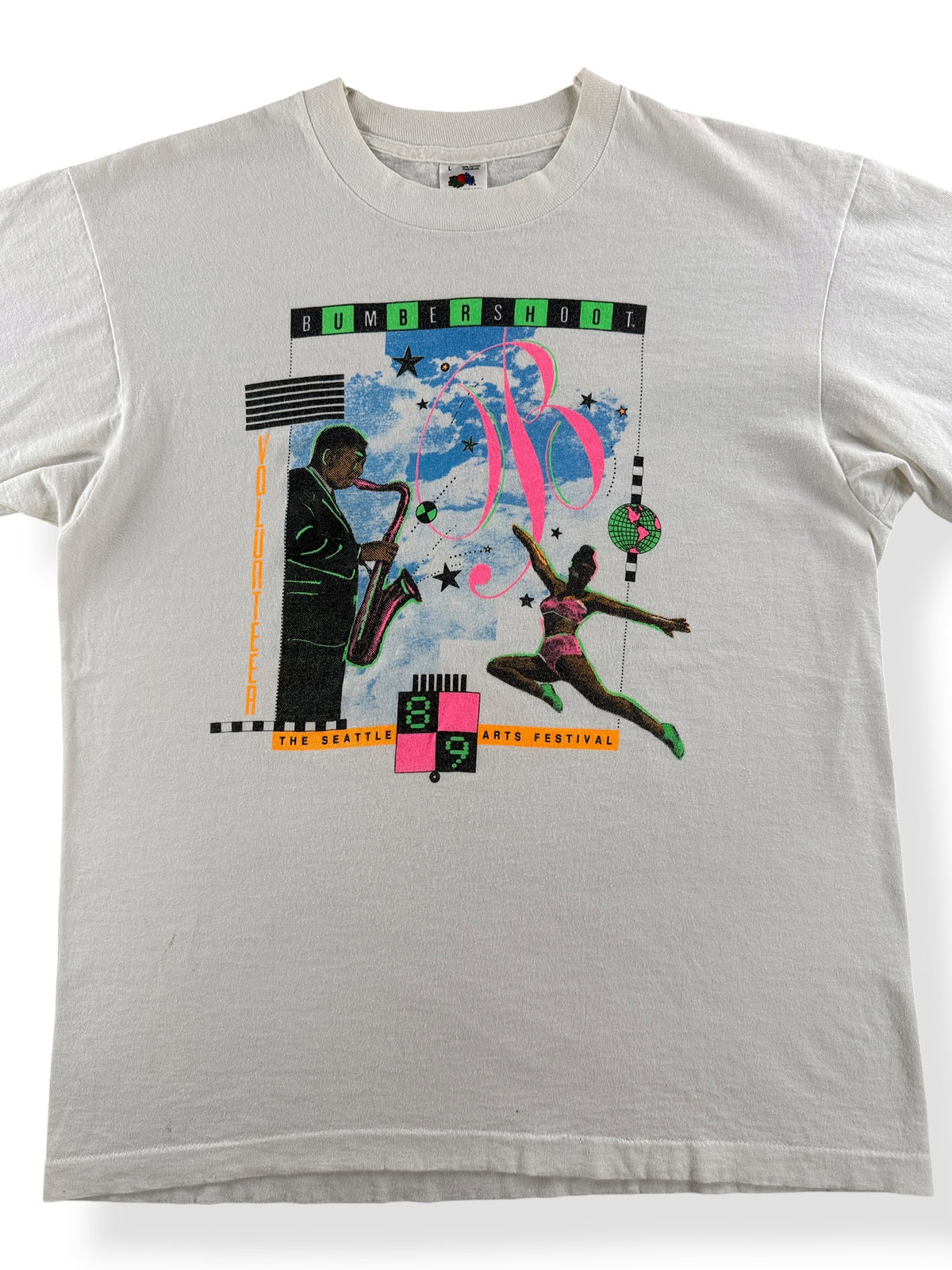 Front Close Up of Vintage Bumbershoot '89 Tee SZ L