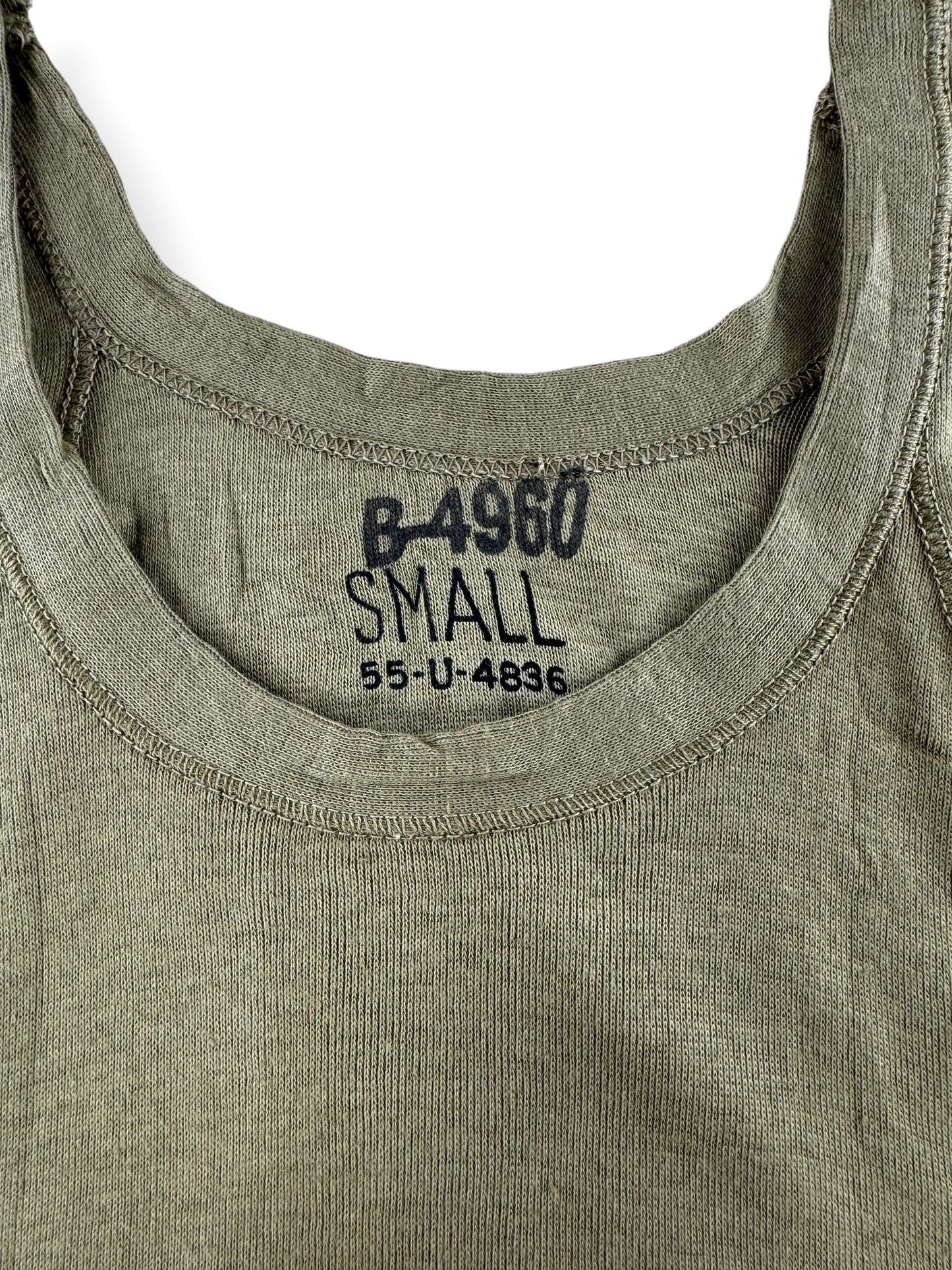 Size on Vintage 40s Deadstock Military Undershirt Tank Top SZ S