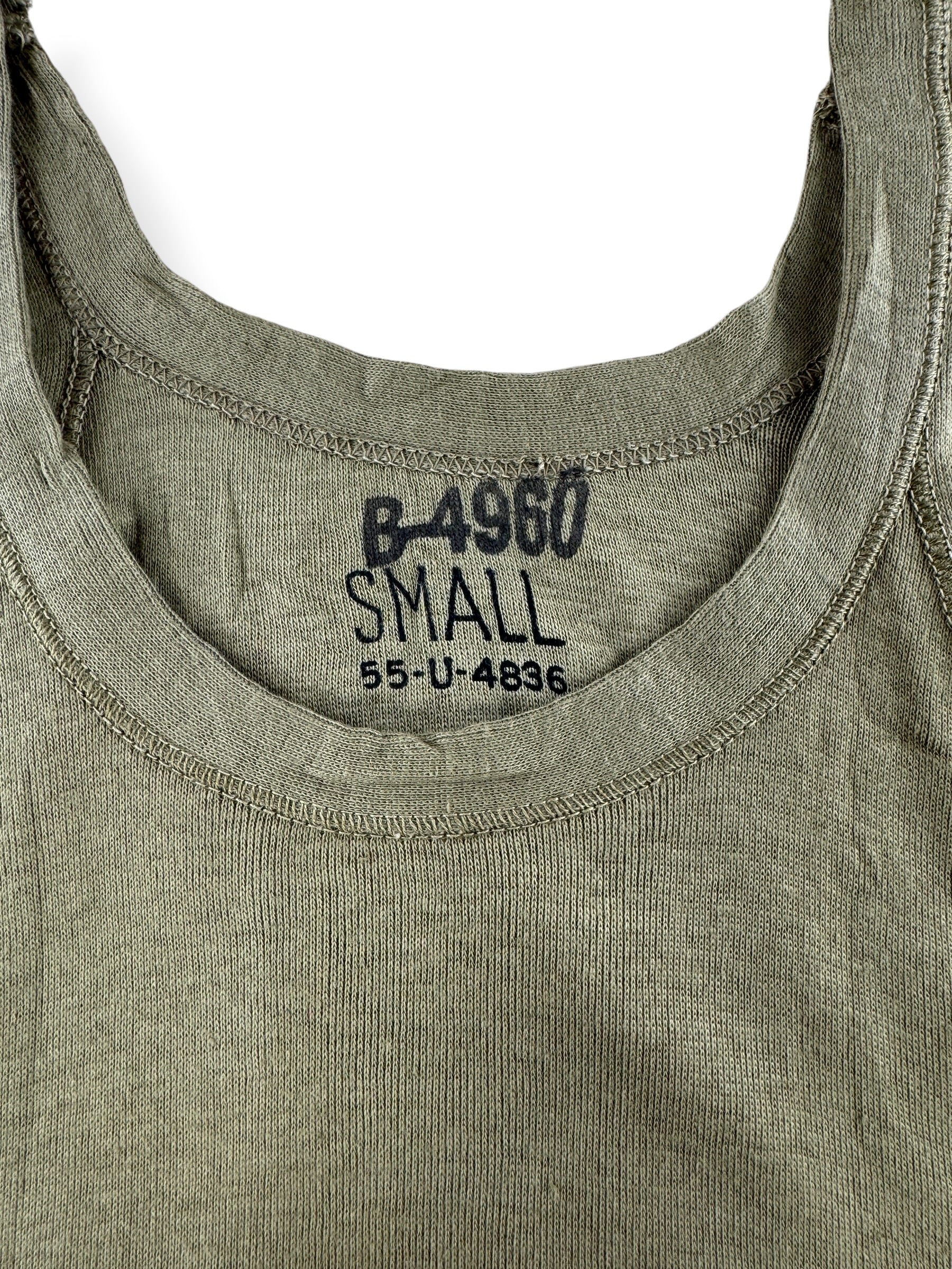 Size on Vintage 40s Deadstock Military Undershirt Tank Top SZ S