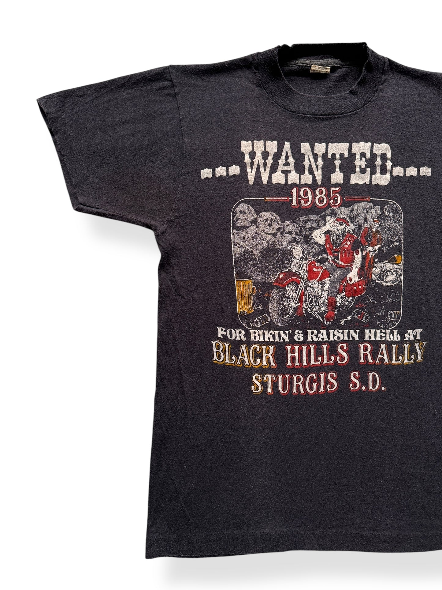 Front Right of Vintage 1985 Wanted Sturgis Tee SZ XS