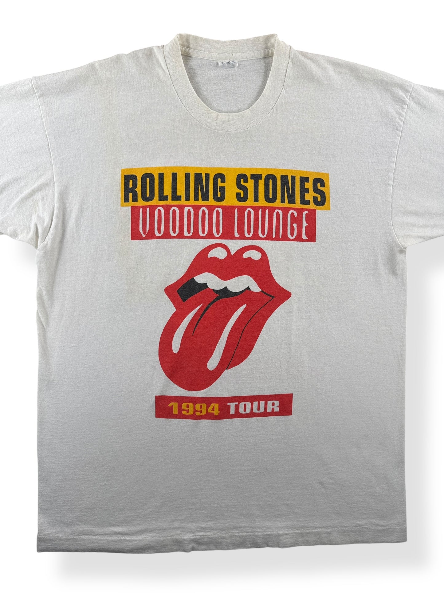 Front Close Up of Vintage Rolling Stones Voodoo Lounge Parking Lot Tee SZ XL