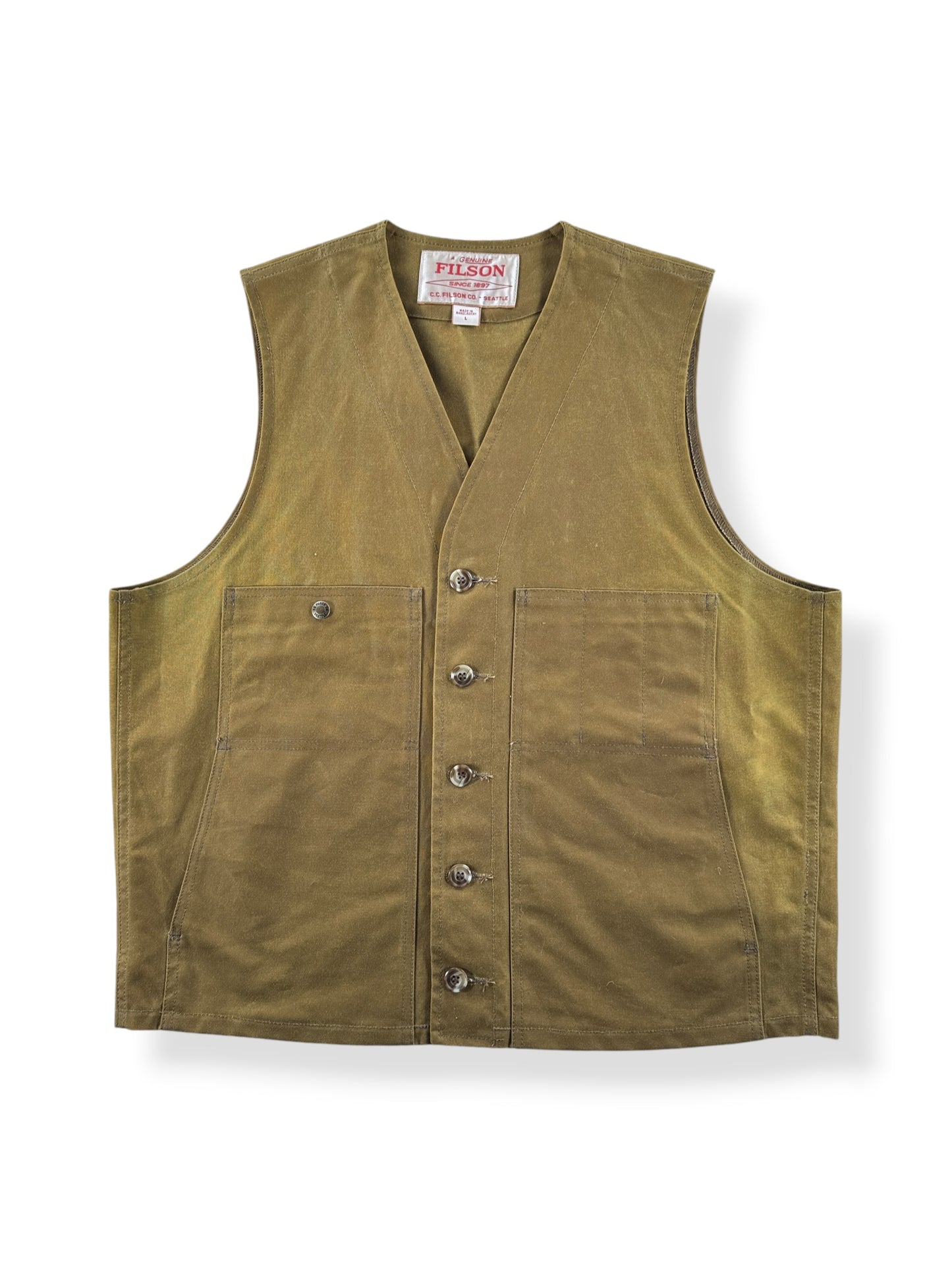 Front of Filson Tin Cloth Vest SZ L