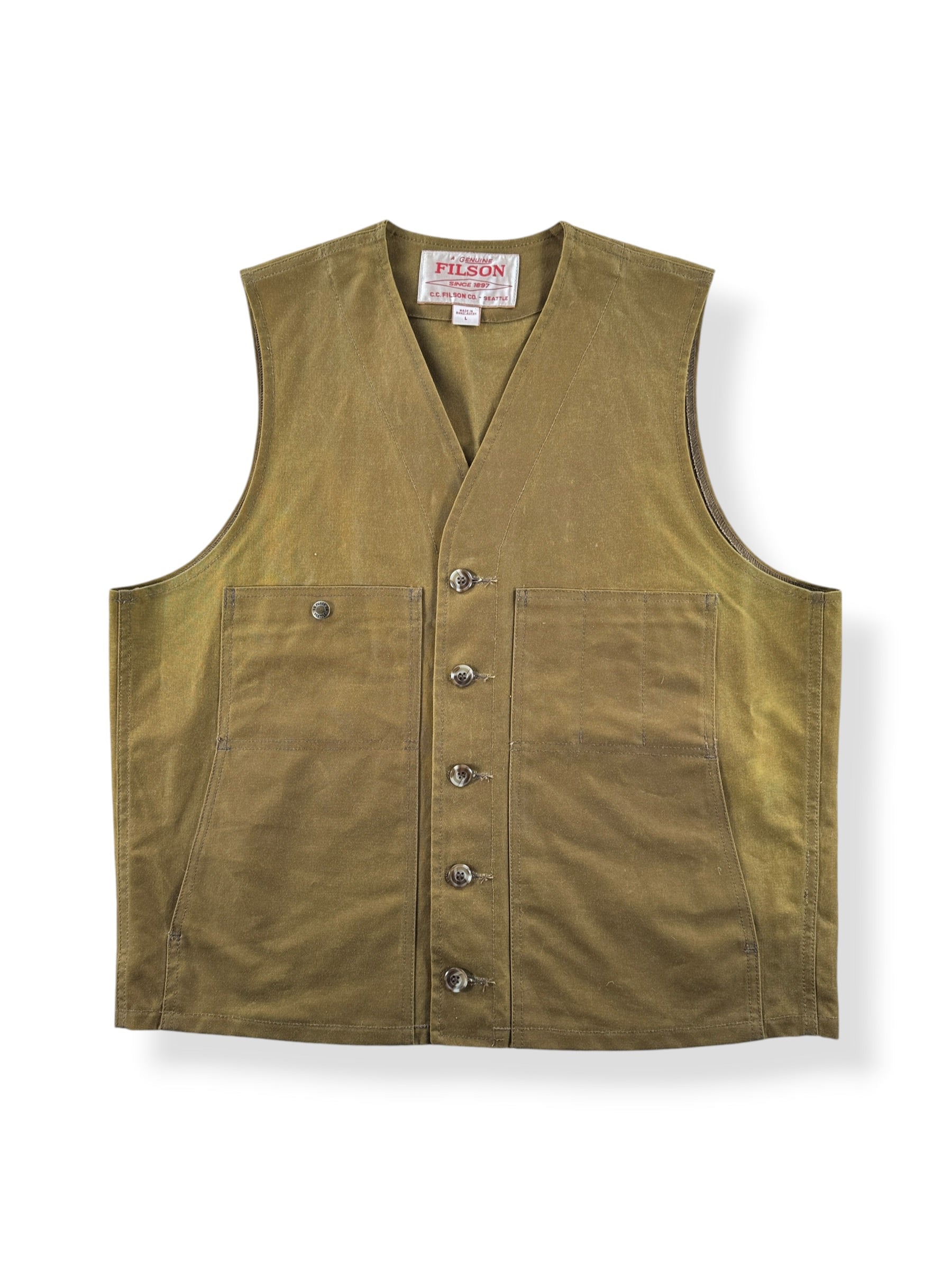 Front of Filson Tin Cloth Vest SZ L