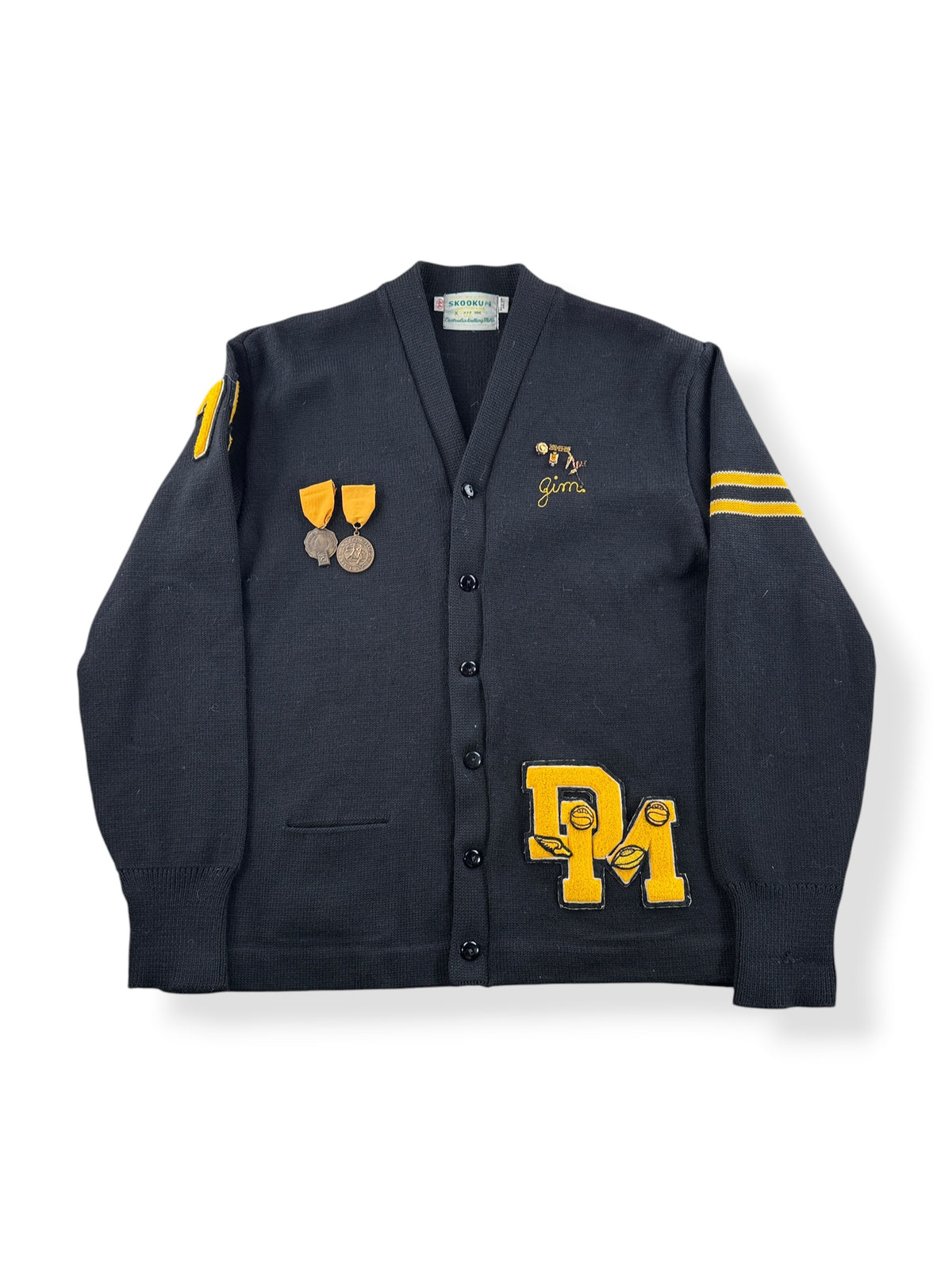 Front of Vintage Wool Lettermans Sweater with Medals + Pins SZ M