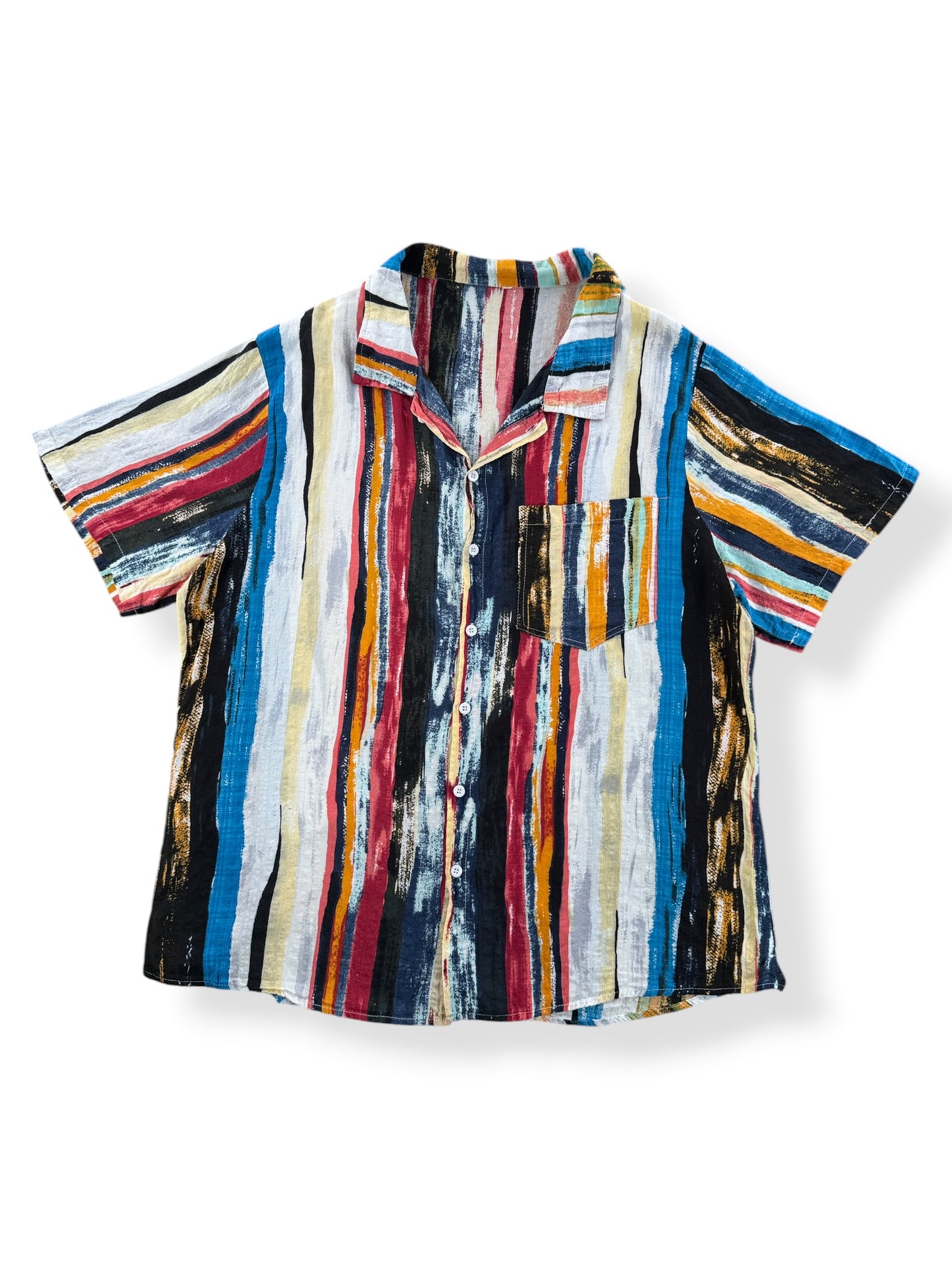 Front of Vintage Cotton Abstract Striped Shirt SZ L