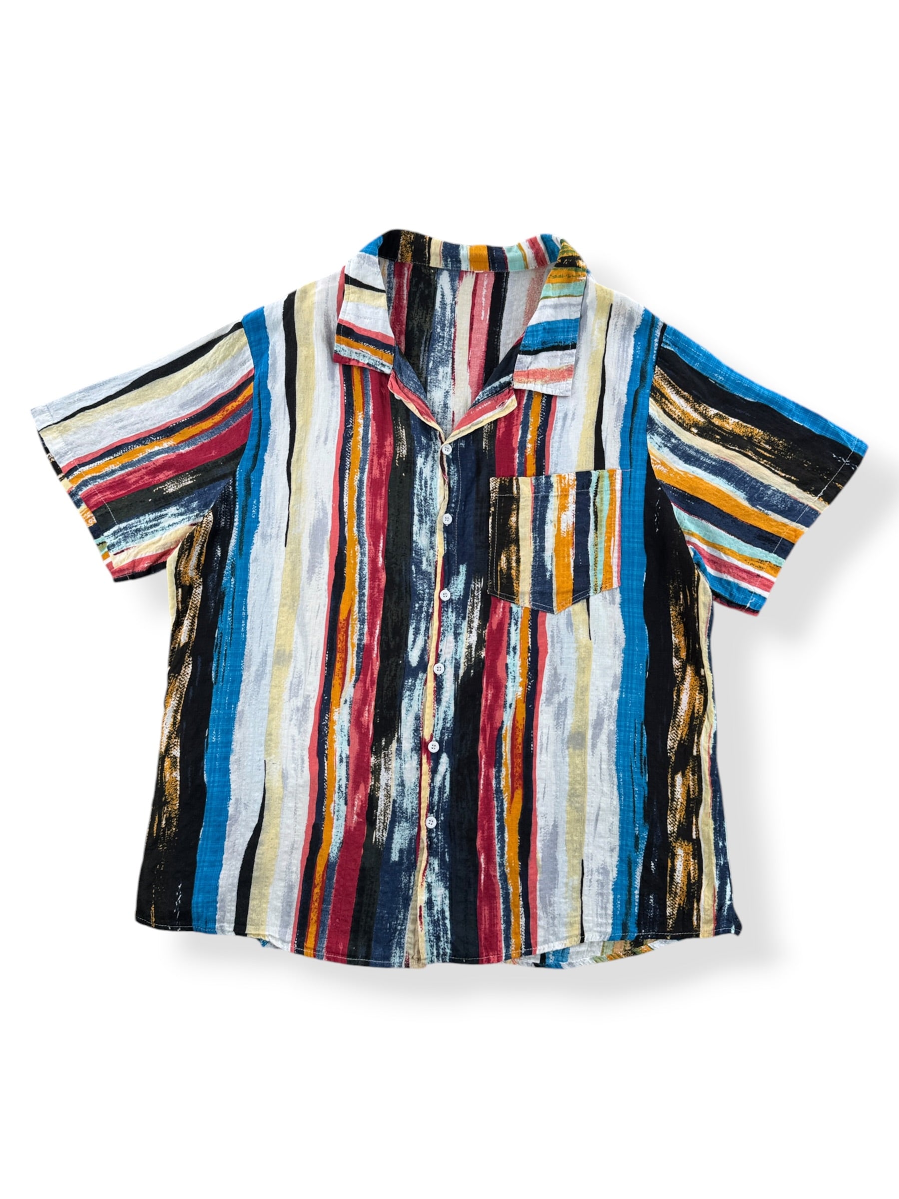 Front of Vintage Cotton Abstract Striped Shirt SZ L