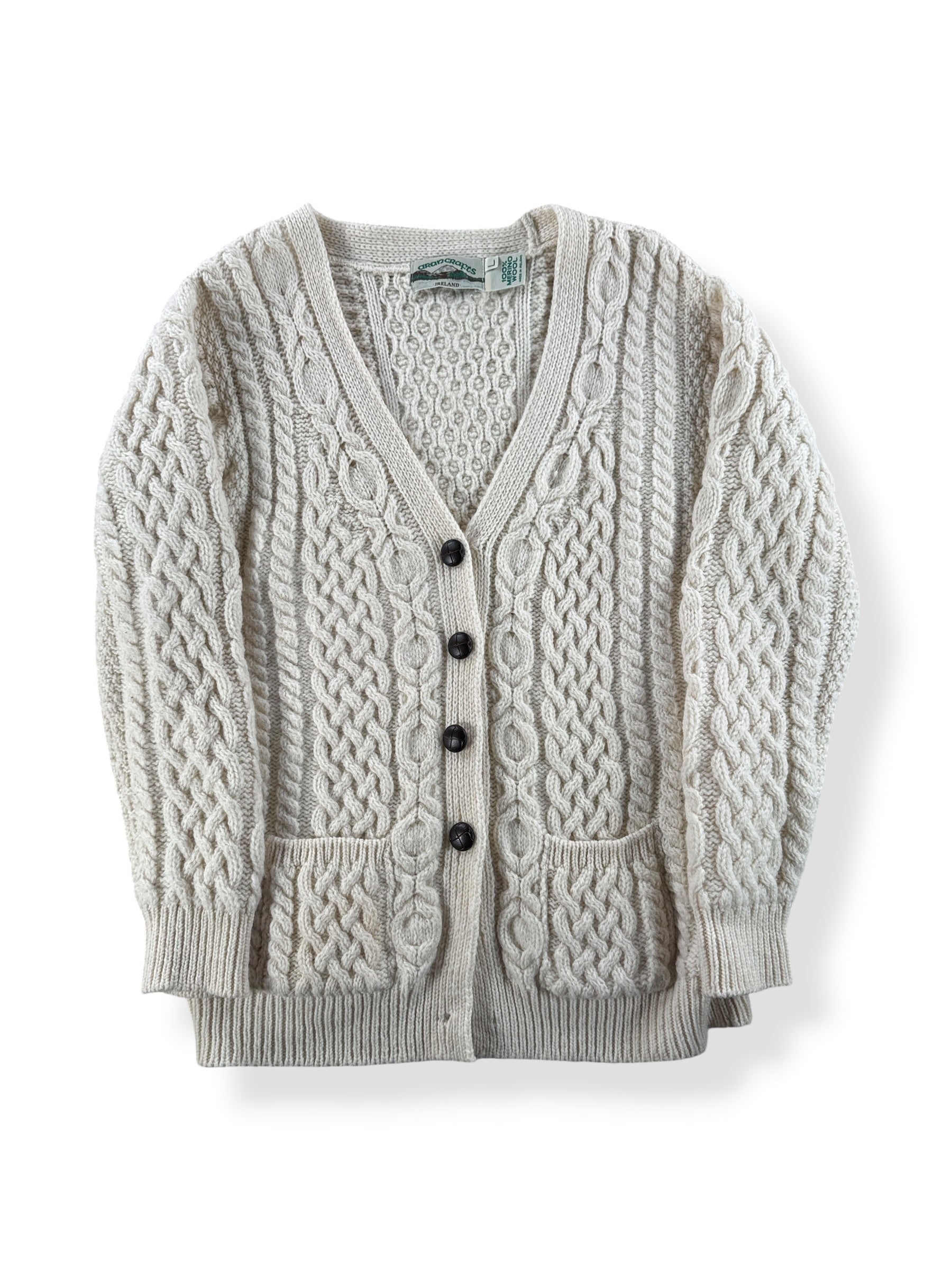Front of Vintage 90s Aran Cardigan SZ L (Fits M)