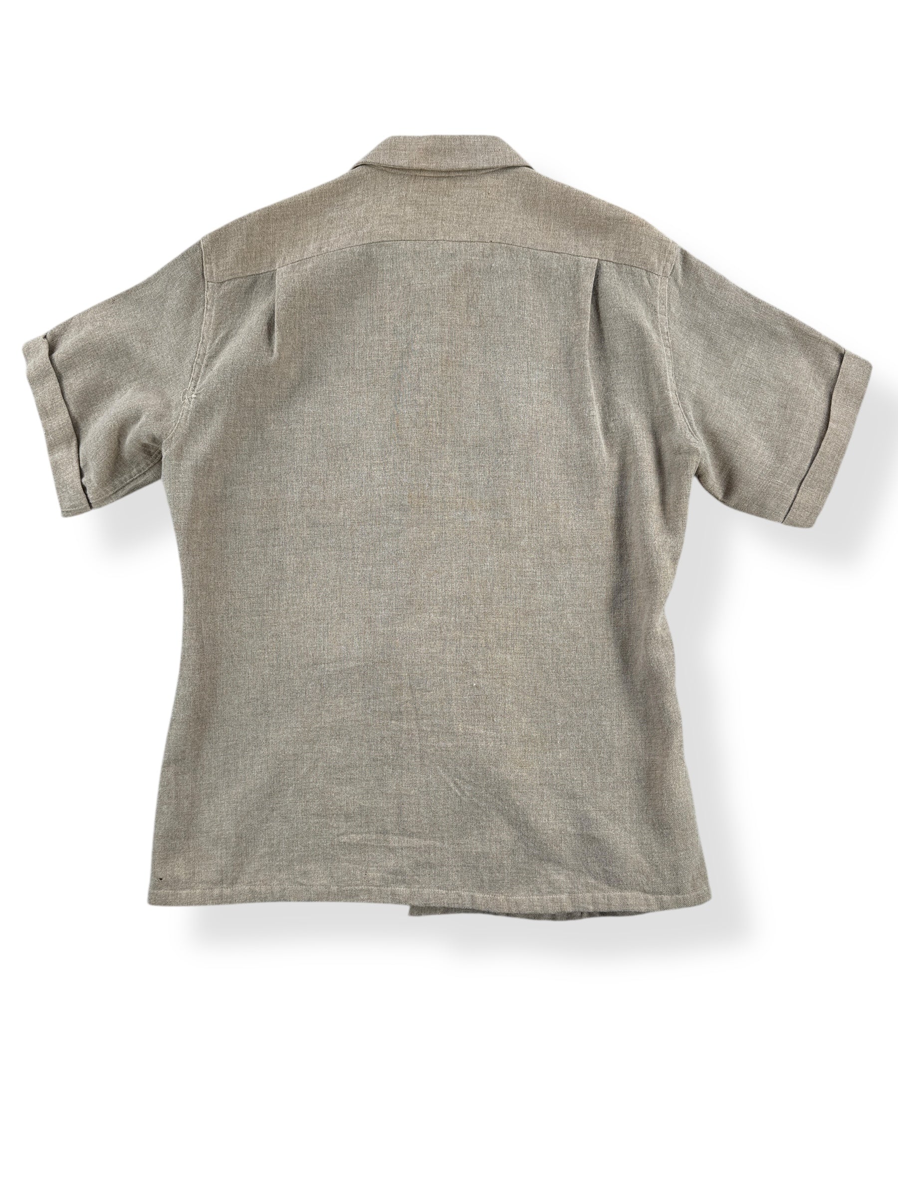 Back of Vintage Loop Collar Feedsack-esque Short Sleeve Shirt SZ L AS IS