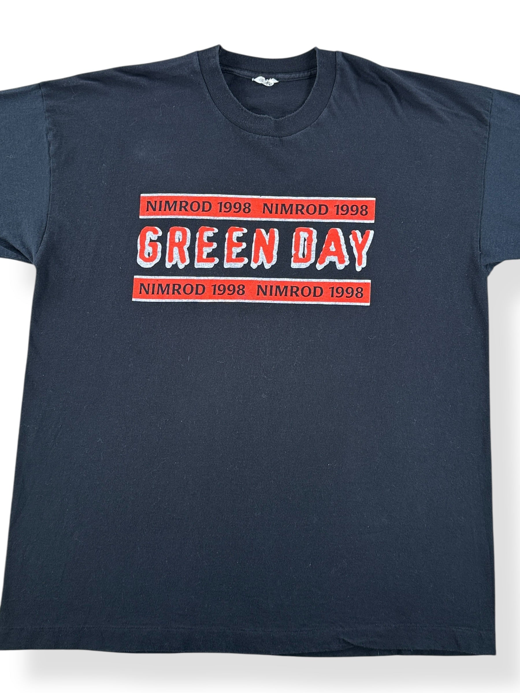 Front Close Up of Vintage 1998 Green Day Nimrod Tour Tee SZ XL (Fits L)