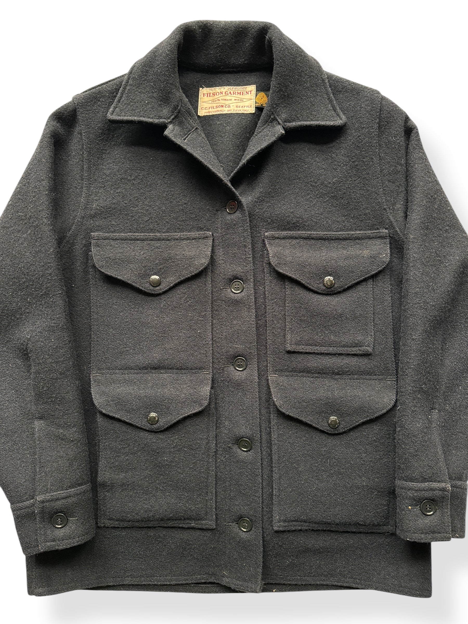 Front Close Up of Vintage Filson Black Cruiser SZ S