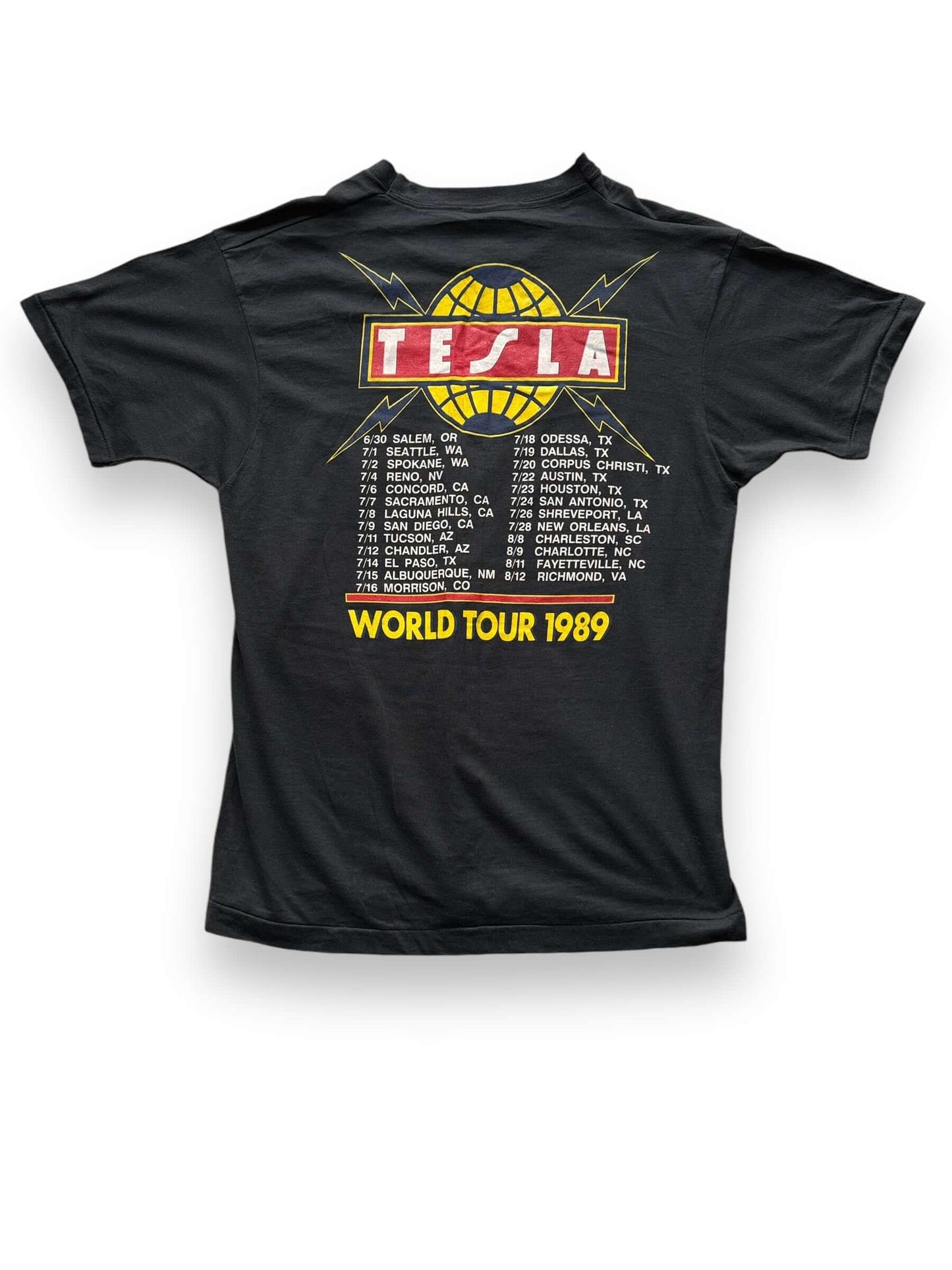 Rear View of Vintage Tesla Great Radio Controversy 1989 Tour Tee SZ L