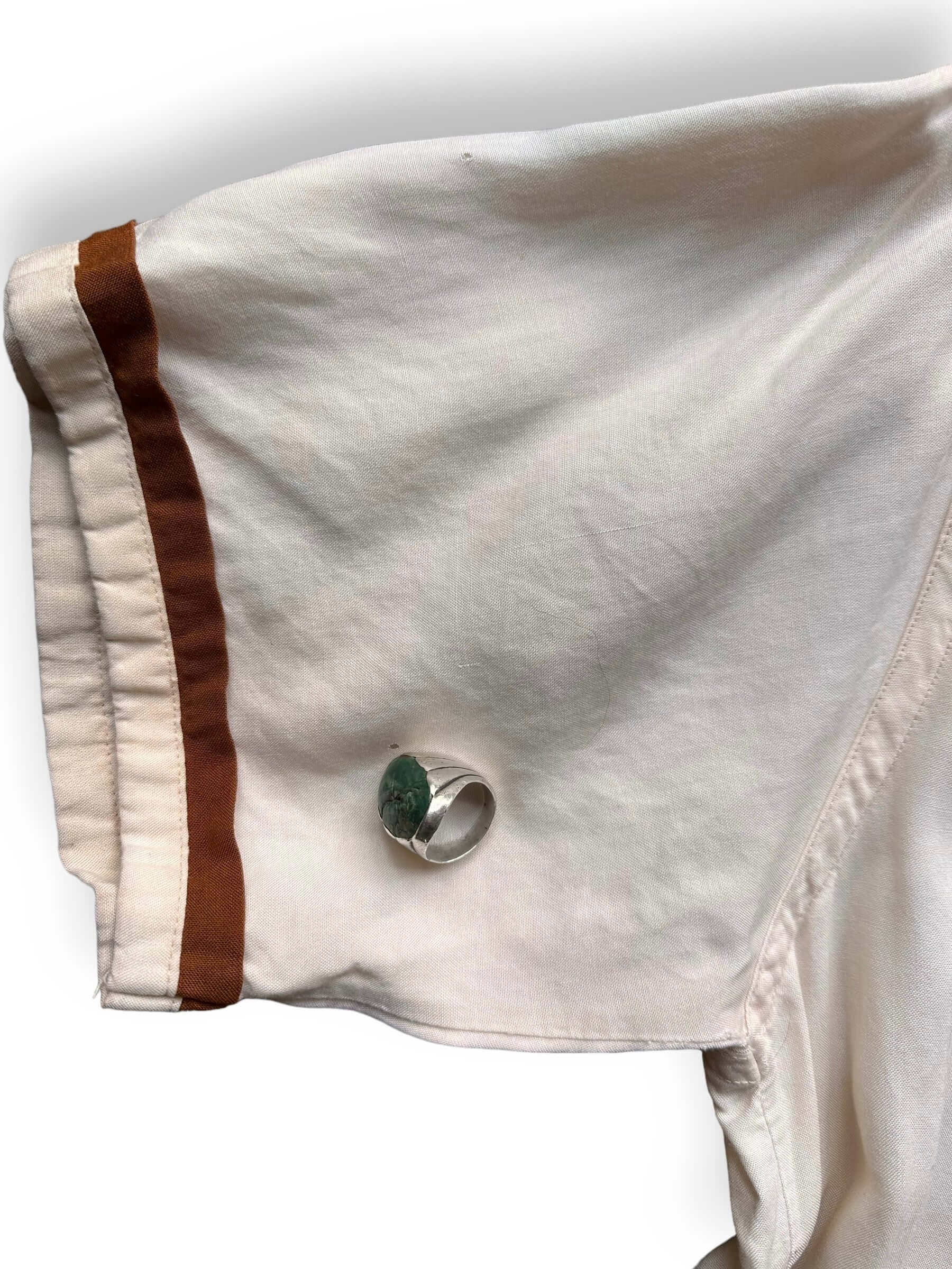 Small Holes on Right Sleeve of Vintage Palm Springs Loop Collar Swordfish Shirt SZ L | Vintage Rockabilly Shirt Seattle | Barn Owl Vintage Seattle