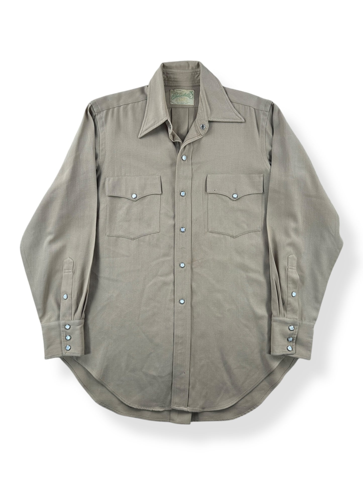 Front of Vintage 60s Era Gabardine Pearlsnap SZ M