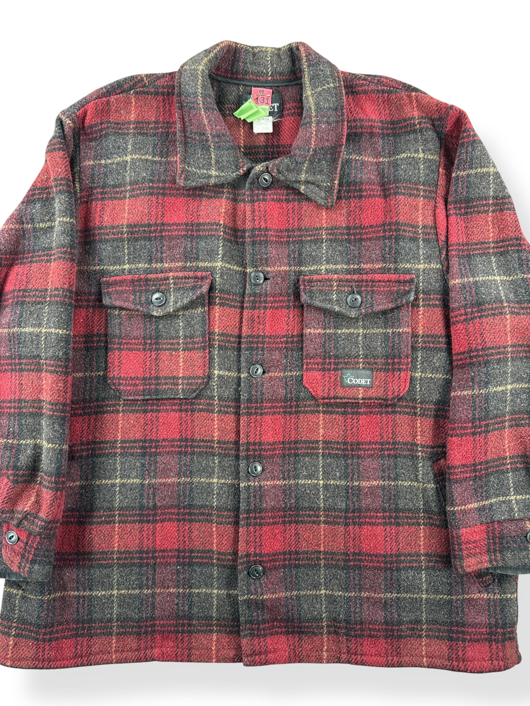 Front Close Up of Vintage Codet Wool Jacket SZ XL