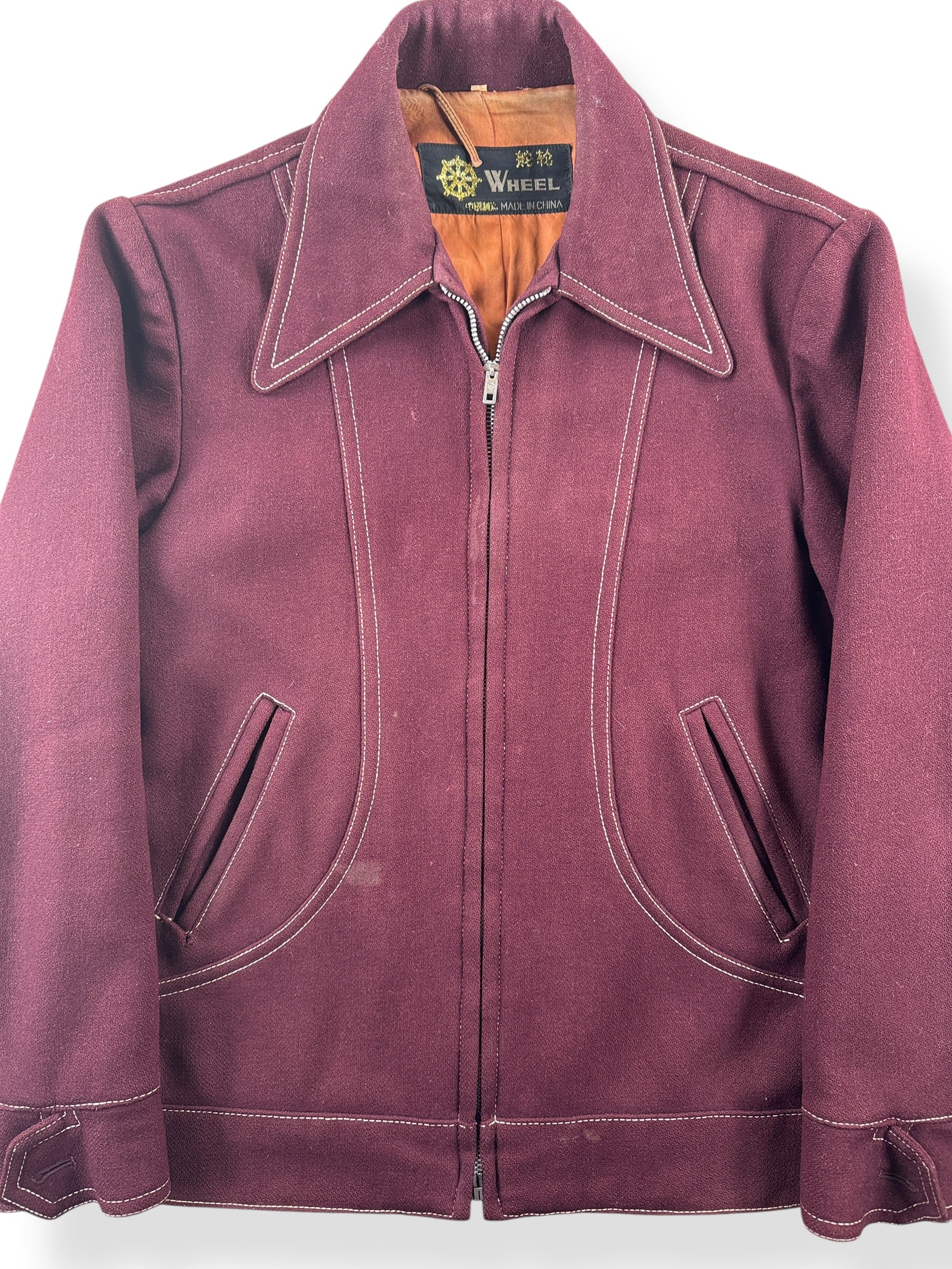 Front Close Up of Vintage 50s Wool Ricky Jacket SZ S