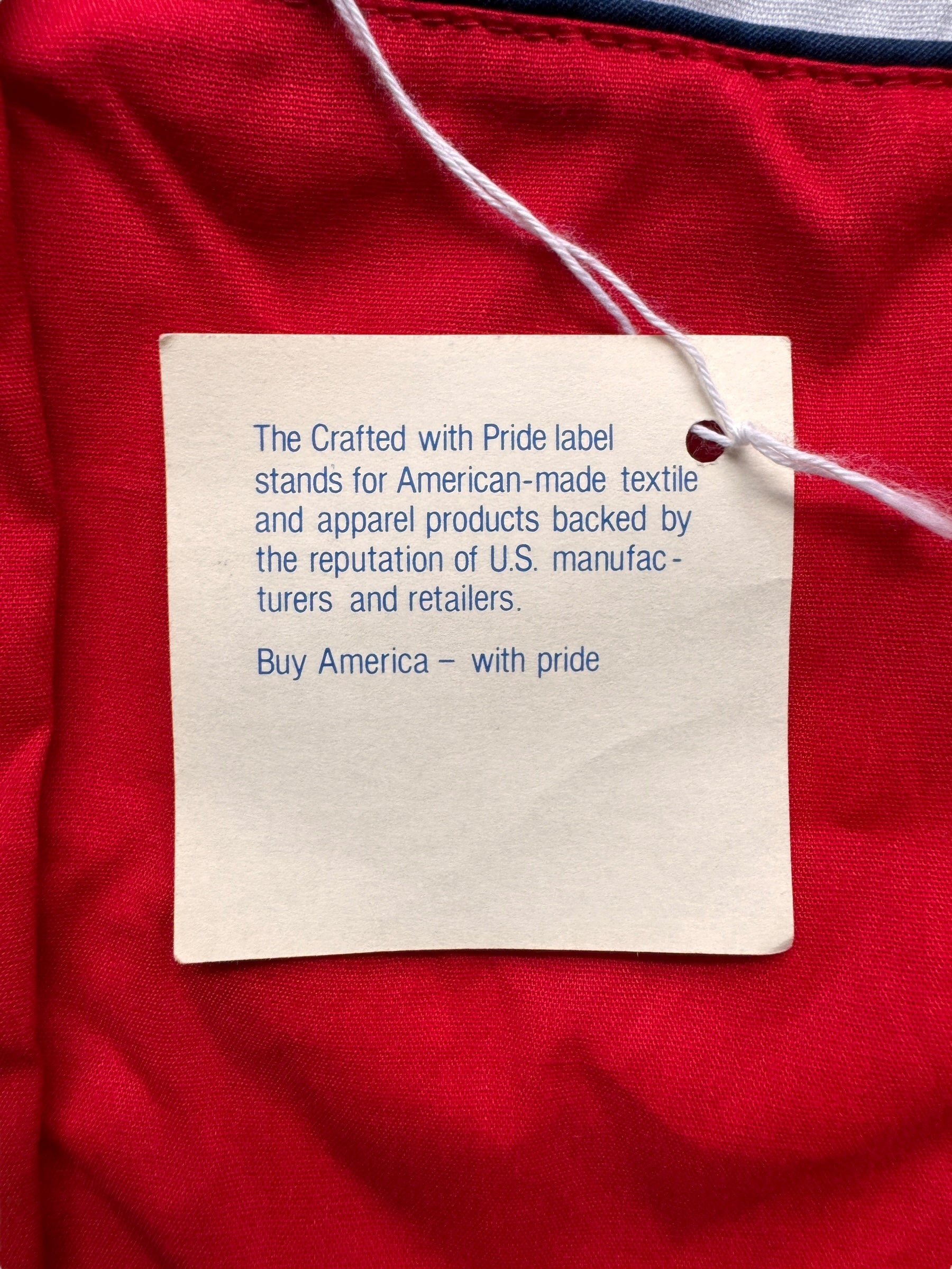 back of sales tag on Vintage NOS Ladies Chainstitched Bowling Shirt SZ M