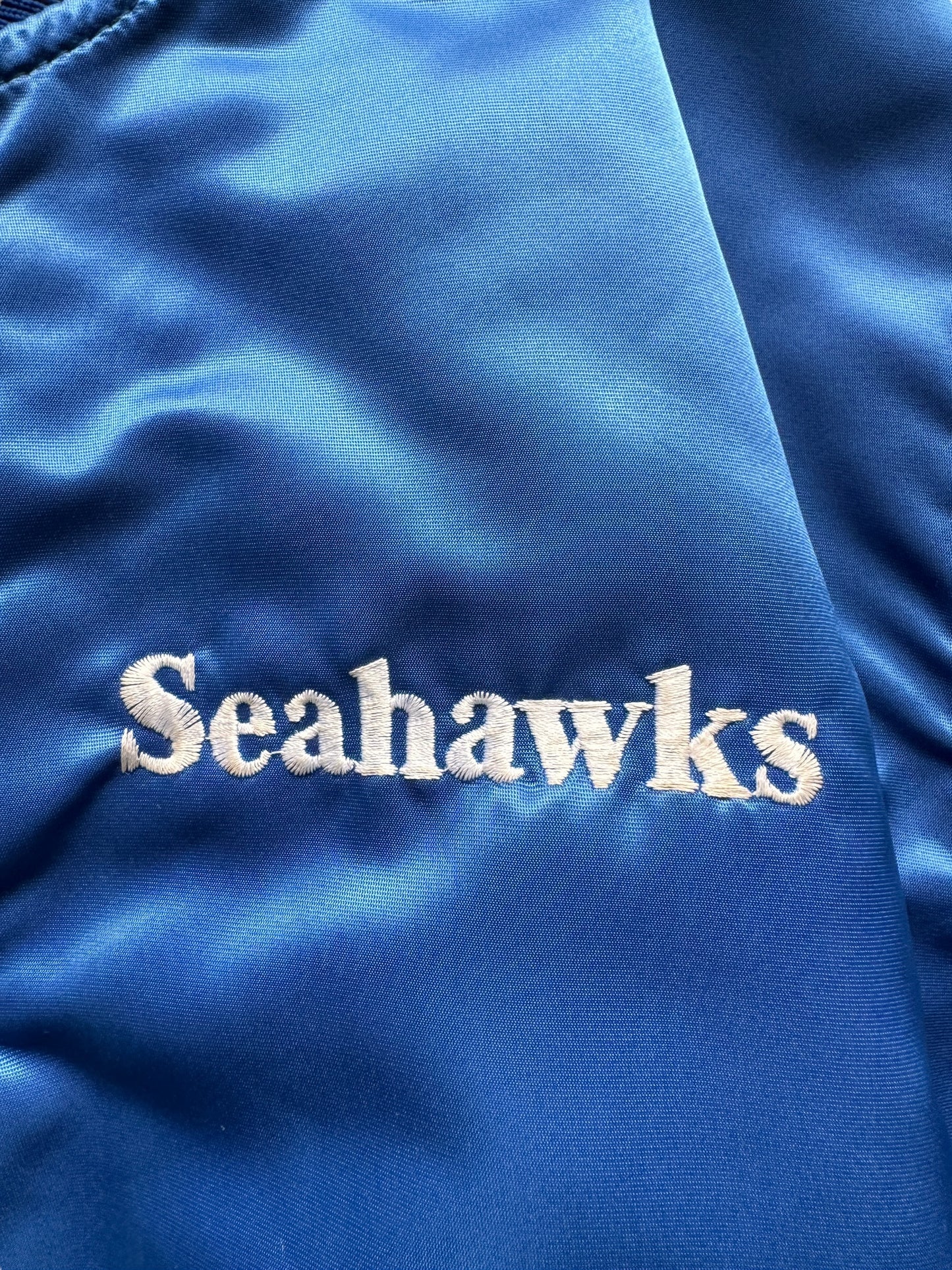 Embroidery on Vintage Seattle Seahawks Starter Jacket SZ L