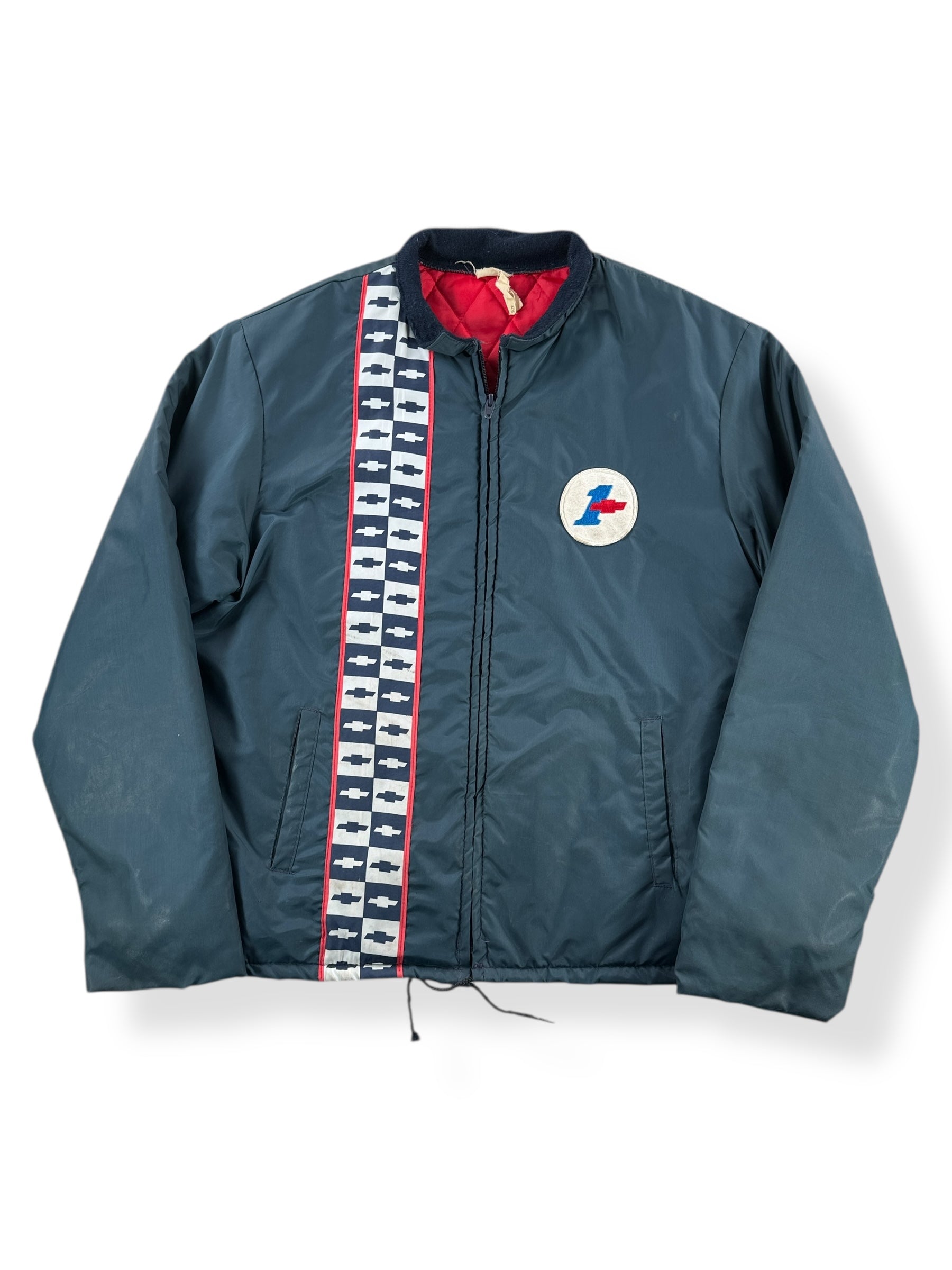 Front of Vintage Chevy Quilted Windbreaker Jacket SZ L