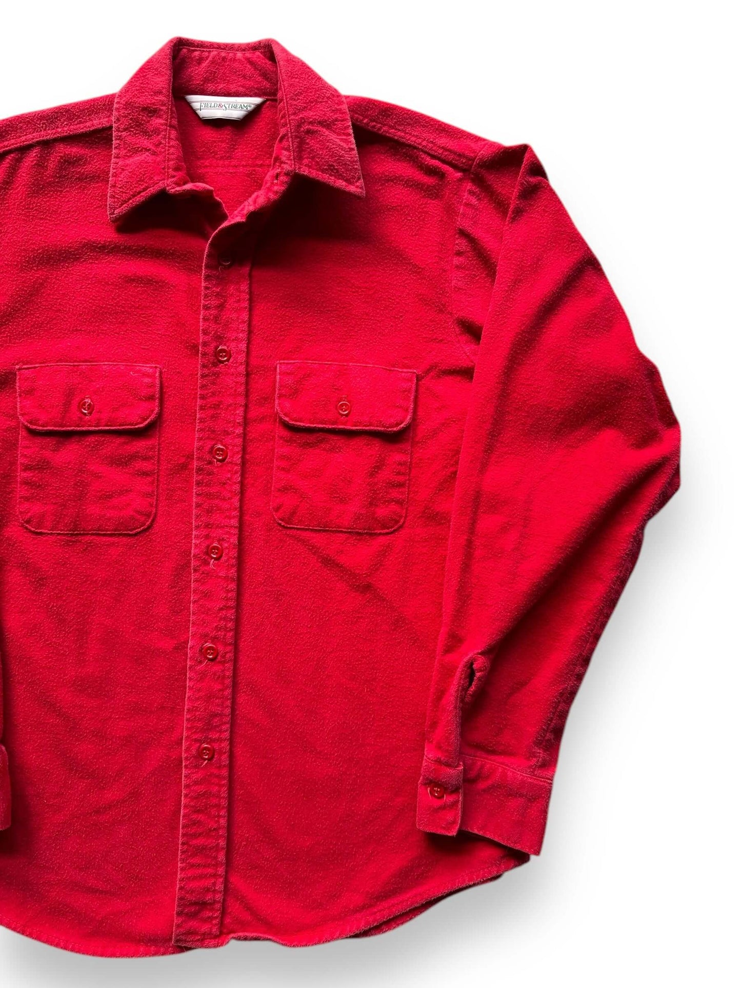 front left of Vintage Field and Stream Red Chamois Shirt SZ M