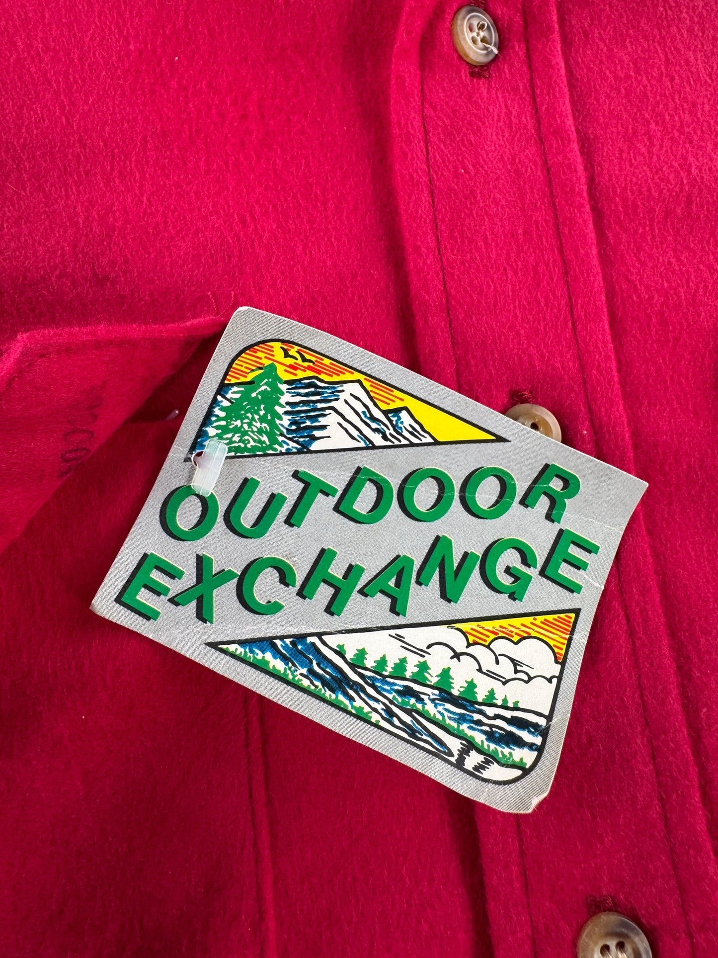 NOS Tag on Vintage NOS Outdoor Exchange Red Chamois Shirt SZ L Tall