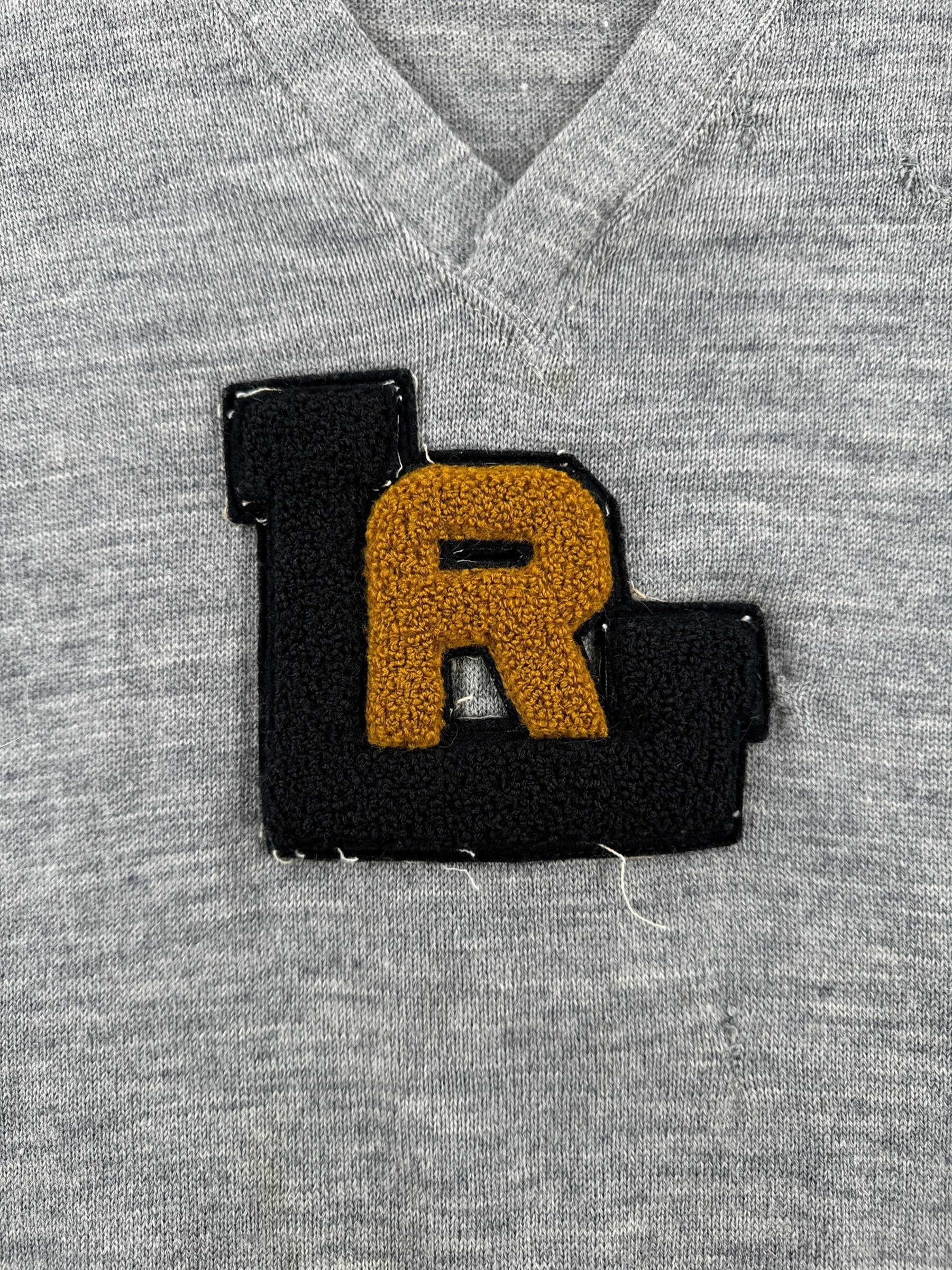 Patch on Vintage 40s Era L.R. Varsity V Neck Sweater SZ XS
