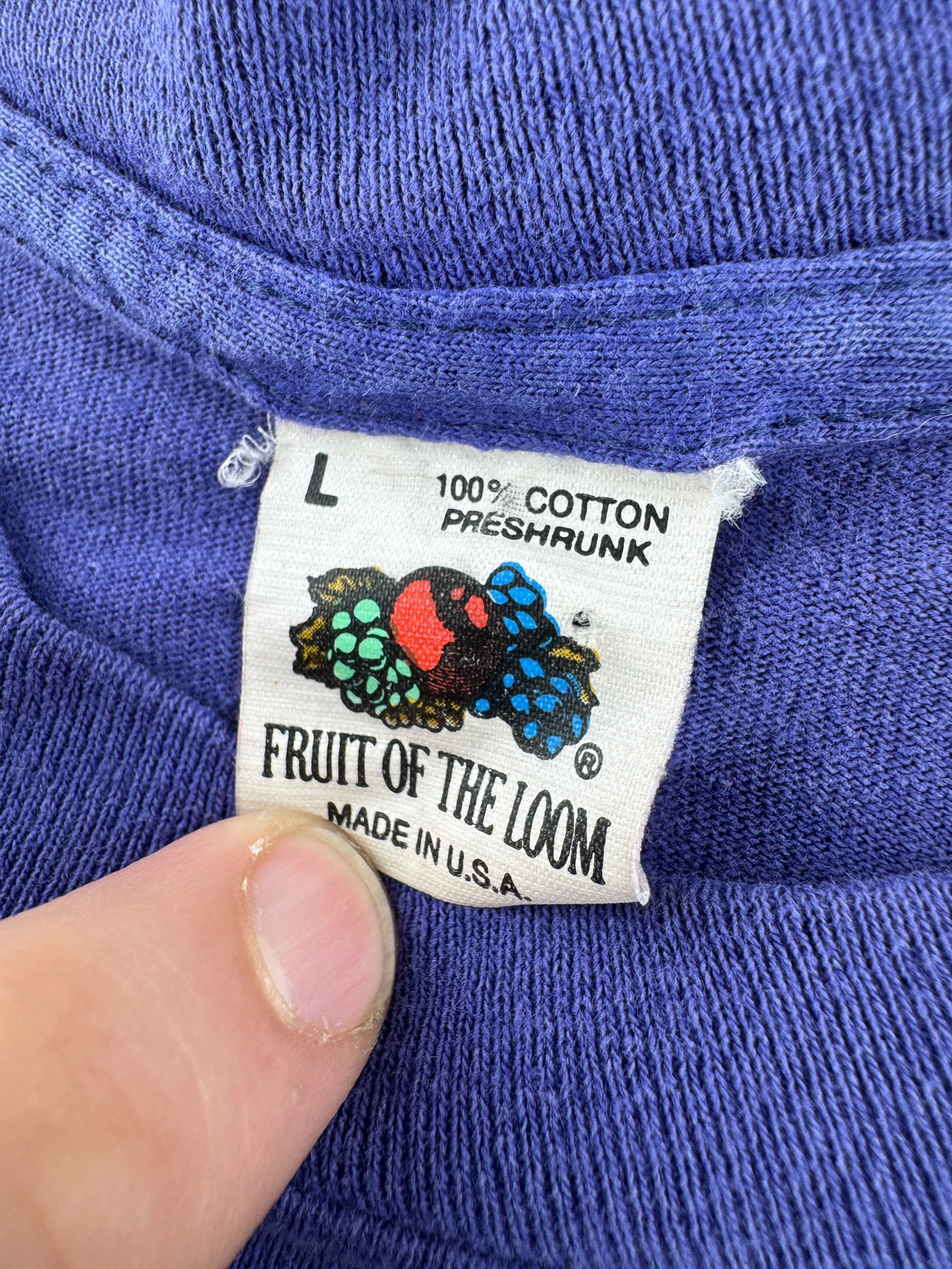 Tag on Vintage 1980's FOTL Purple Pocket Tee SZ L (Fits M)