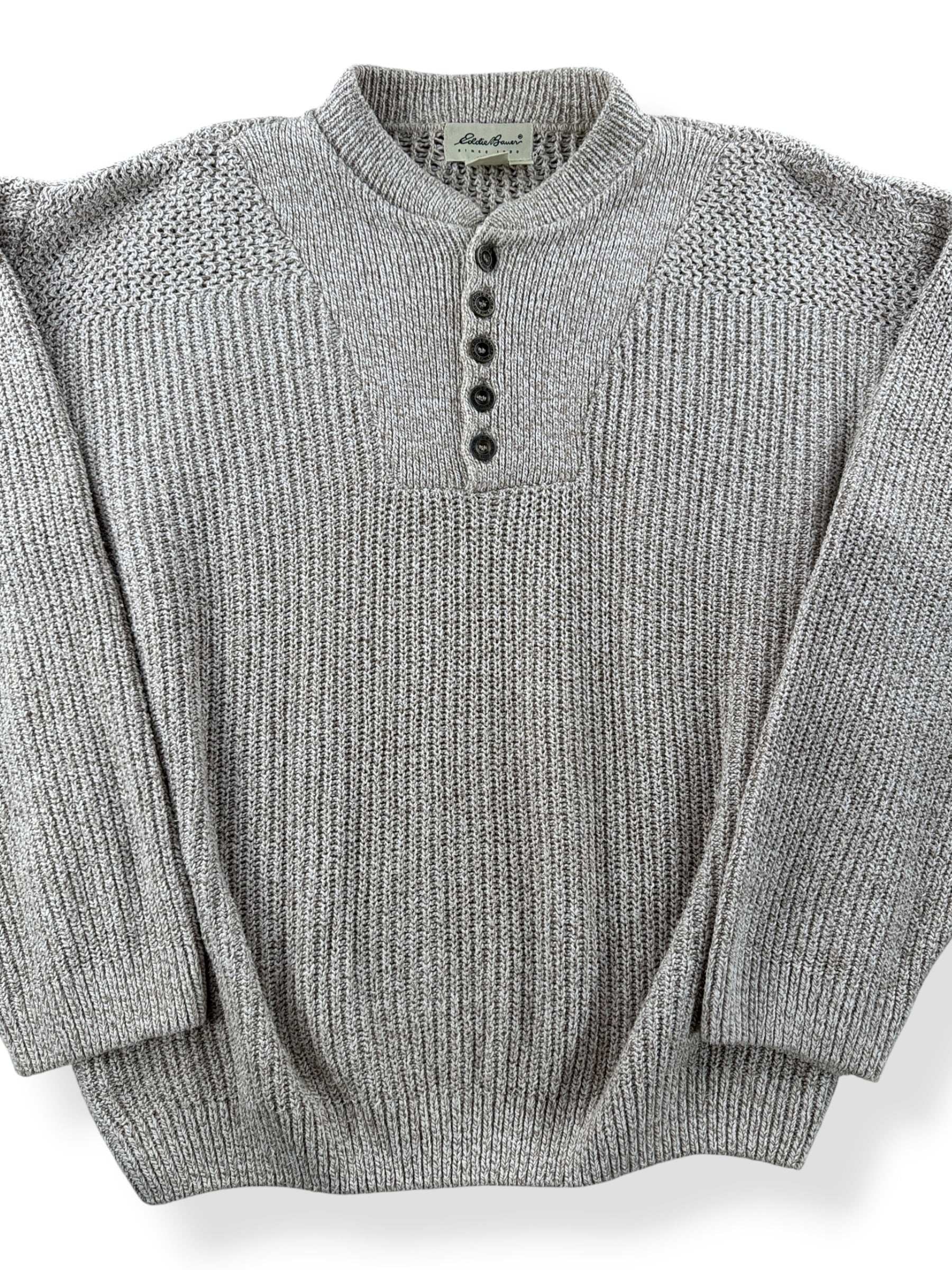 Close-up of Vintage Eddie Bauer Henley Style Sweater SZ S (Fits XL)