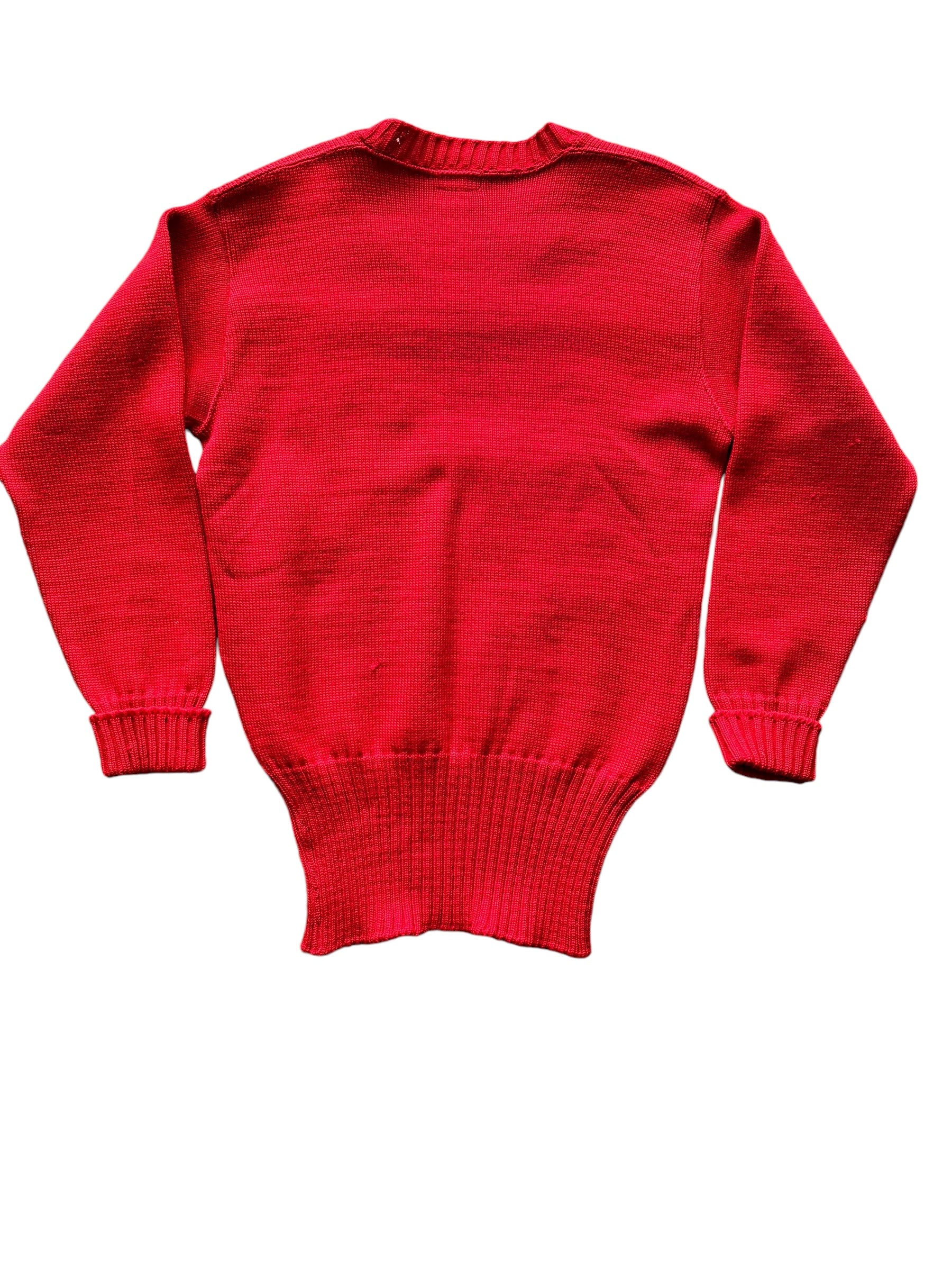 Back flat view of 1950s Sand Knit Red Wool Sweater M