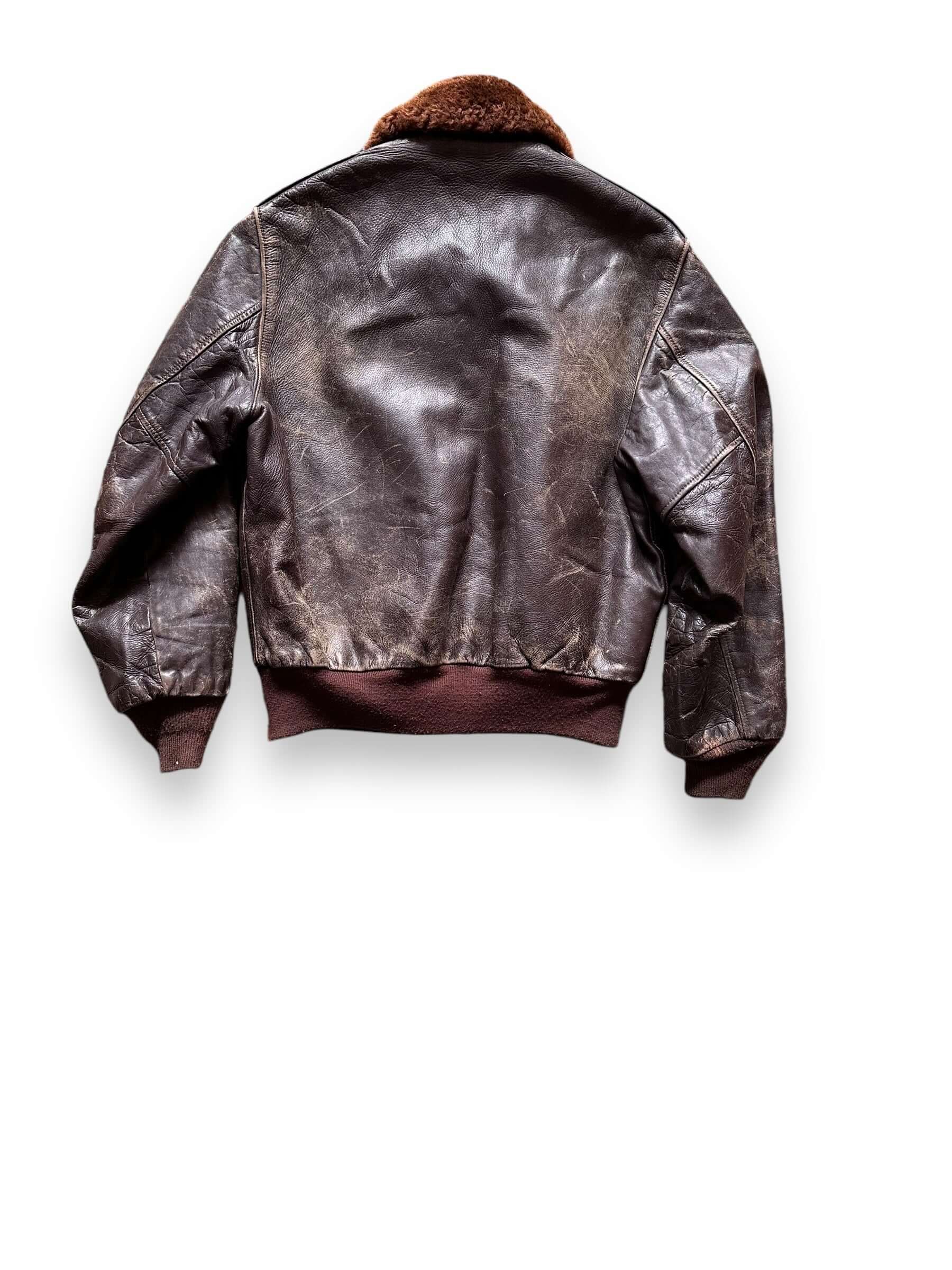 Rear View of Vintage Brent Shearling Leather Jacket SZ M | Vintage Clothing Seattle