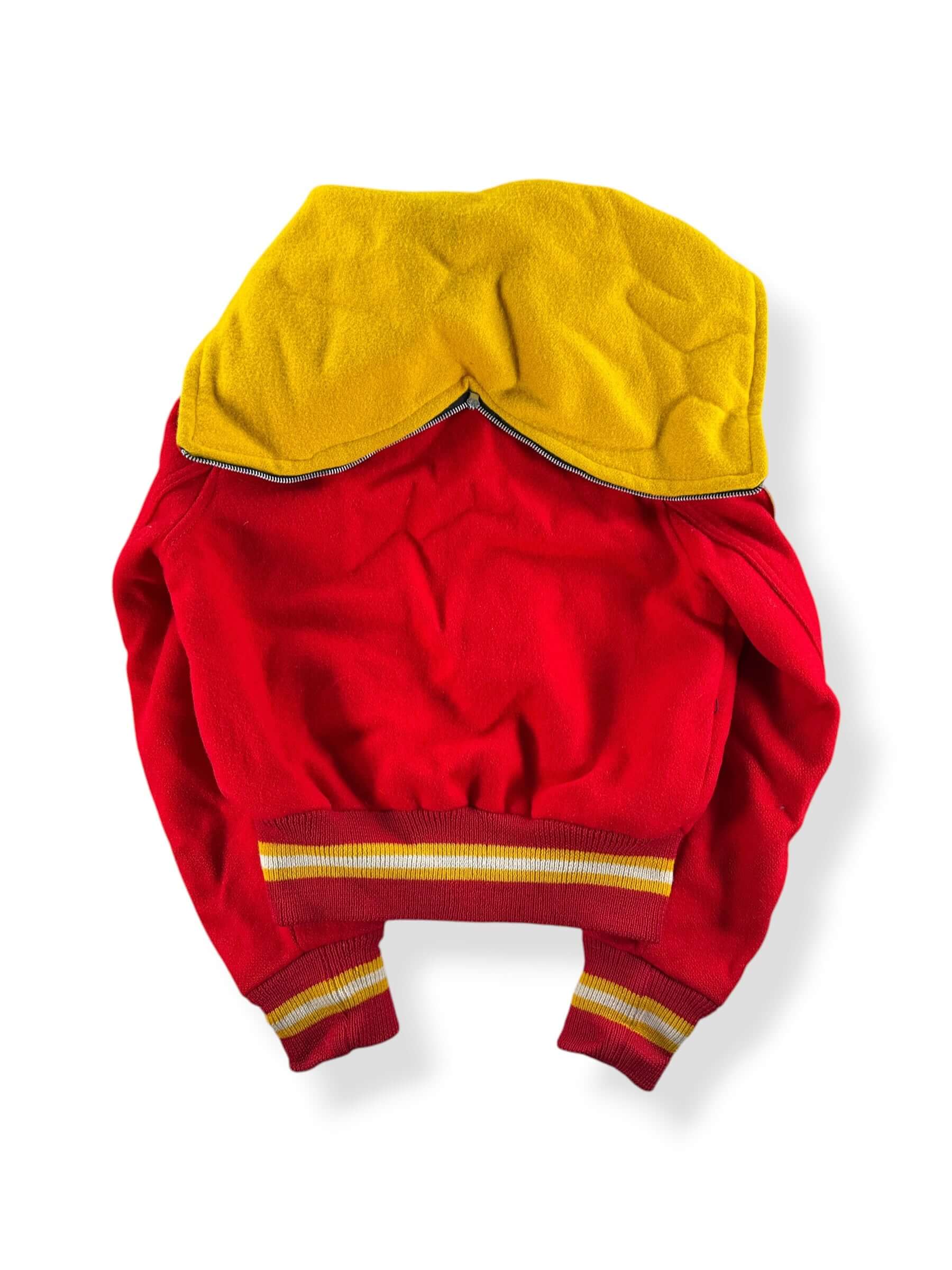 Back of Vintage Quality Knitting Company Blank Hooded Varsity Jacket SZ 32
