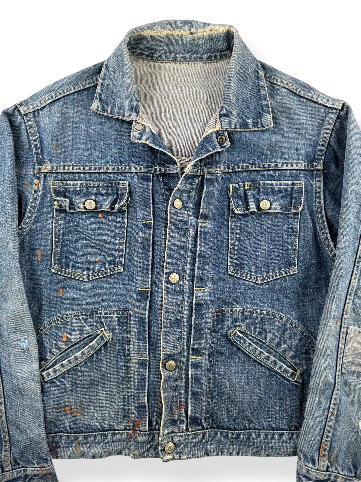 Front Close Up of Vintage Penney's Foremost Selvedge Denim Jacket SZ M