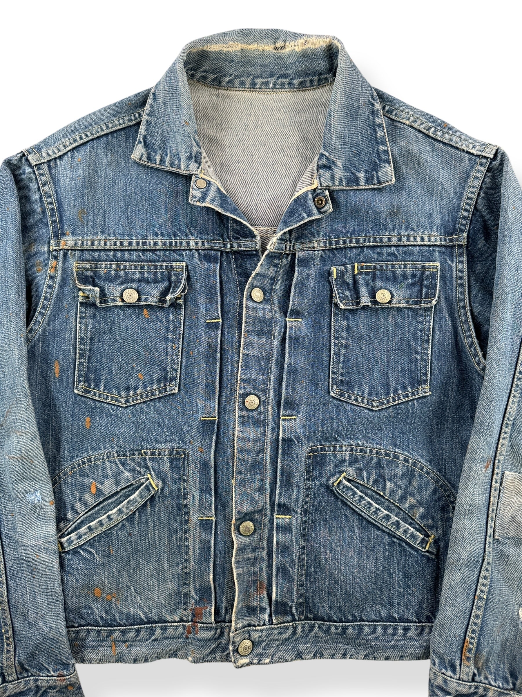 Front Close Up of Vintage Penney's Foremost Selvedge Denim Jacket SZ M