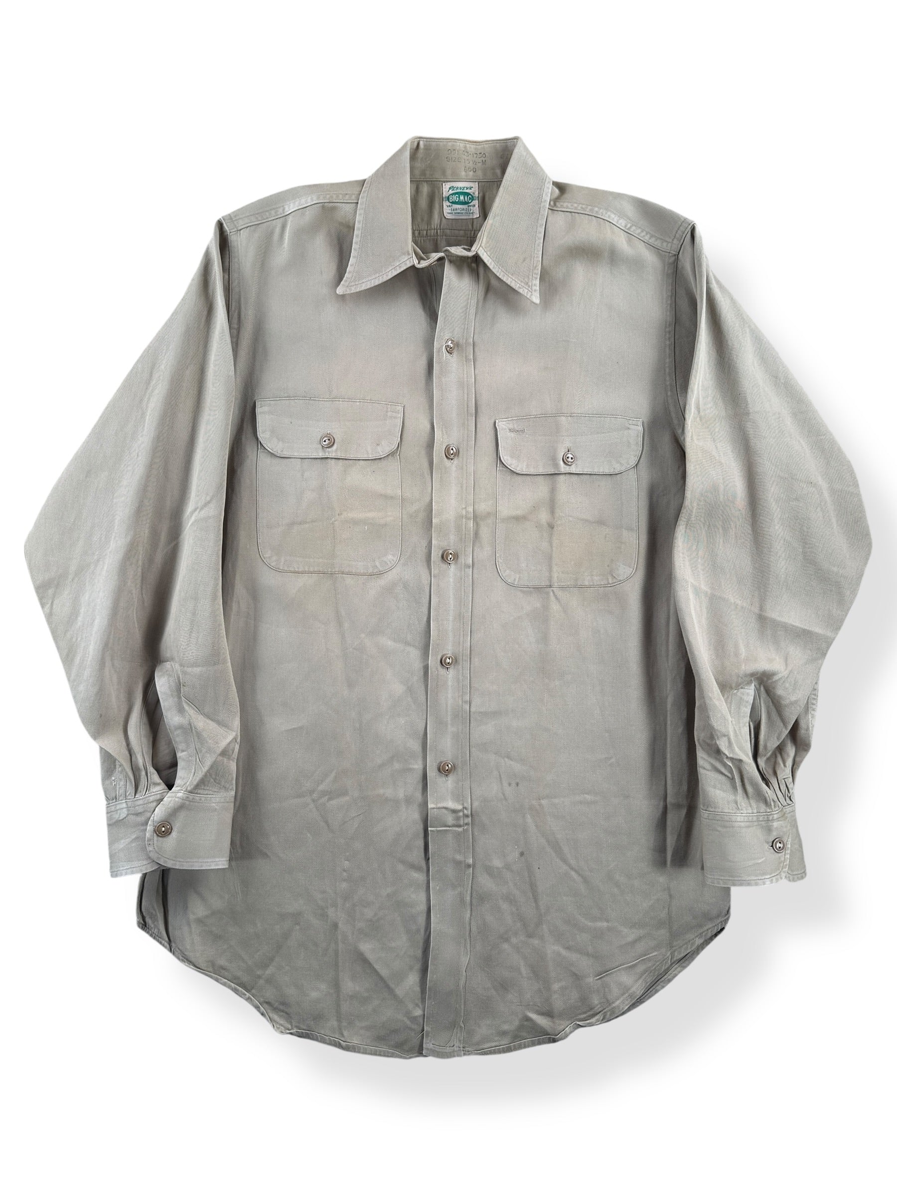 Front of Vintage Penneys Big Mac Khaki Work Shirt SZ M