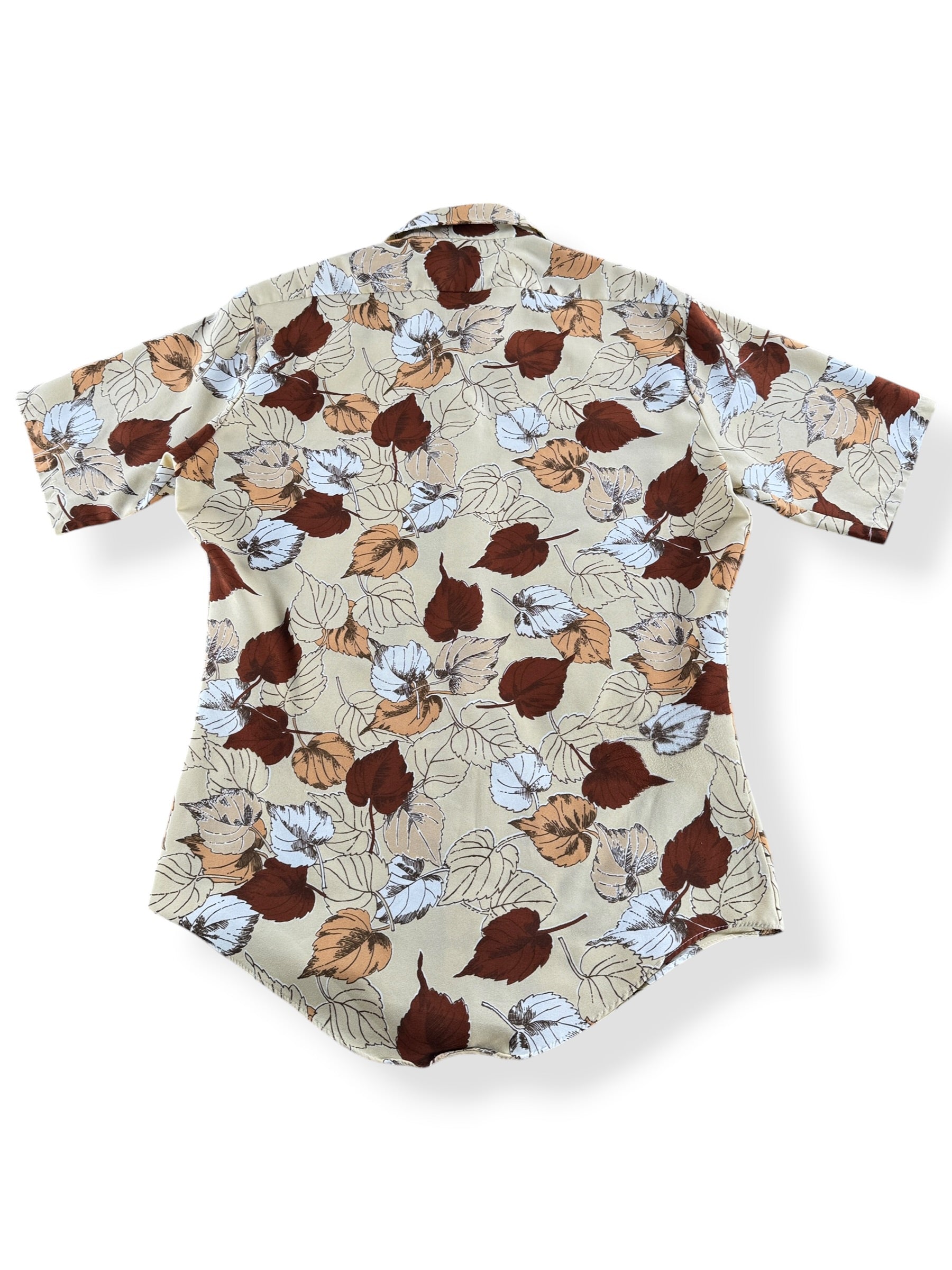 Back of Vintage Kings Road Polyester Leaf Pattern Shirt SZ L