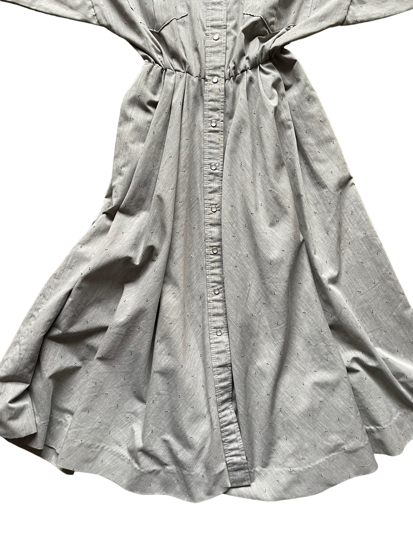 Front skirt view of Vintage Tregos Western Wear Dress SZ M|  Barn Owl Vintage Western Wear | Seattle Vintage Dresses