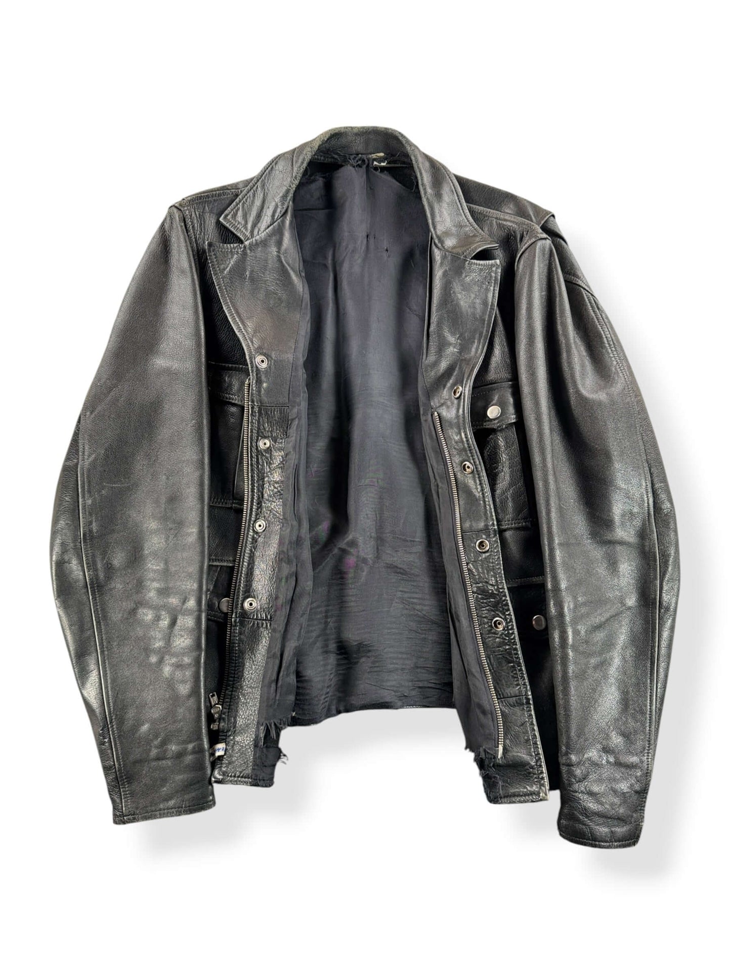 Inside of Vintage Black Cowhide Leather Coat SZ M