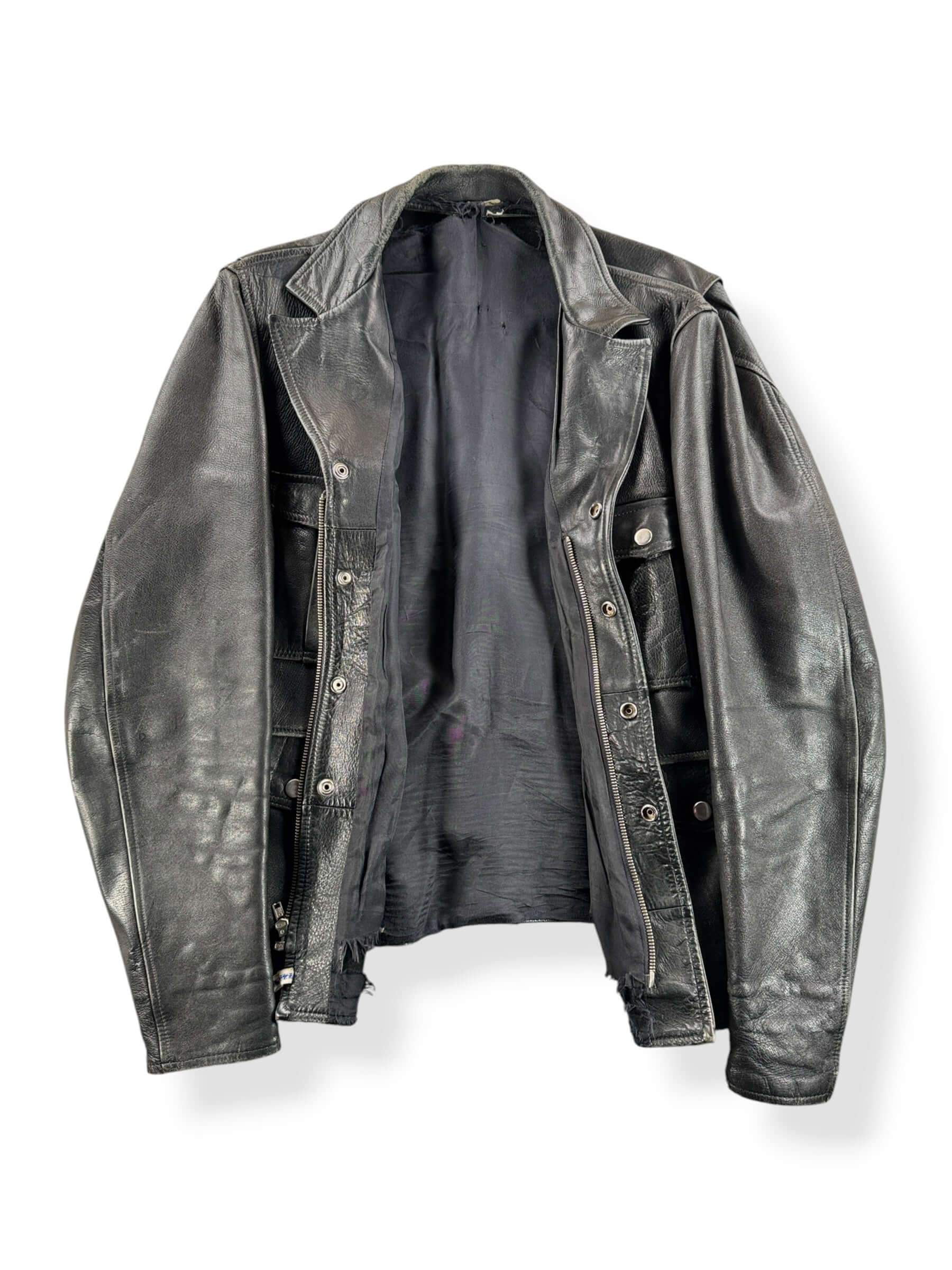 Inside of Vintage Black Cowhide Leather Coat SZ M