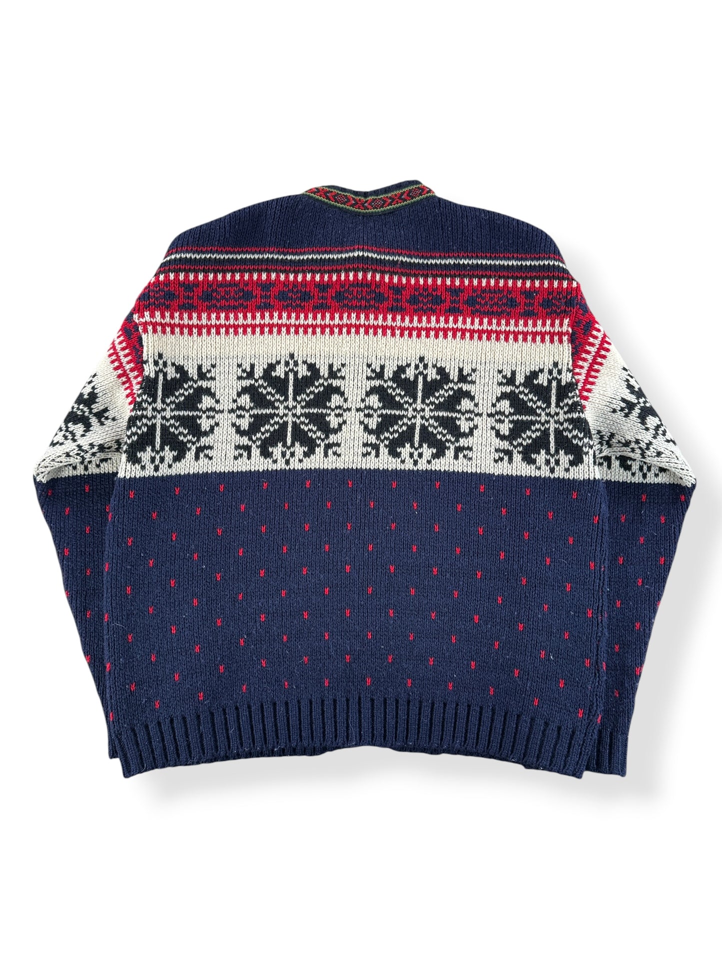 Back of Vintage Norwegian Cardigan Sweater SZ XL