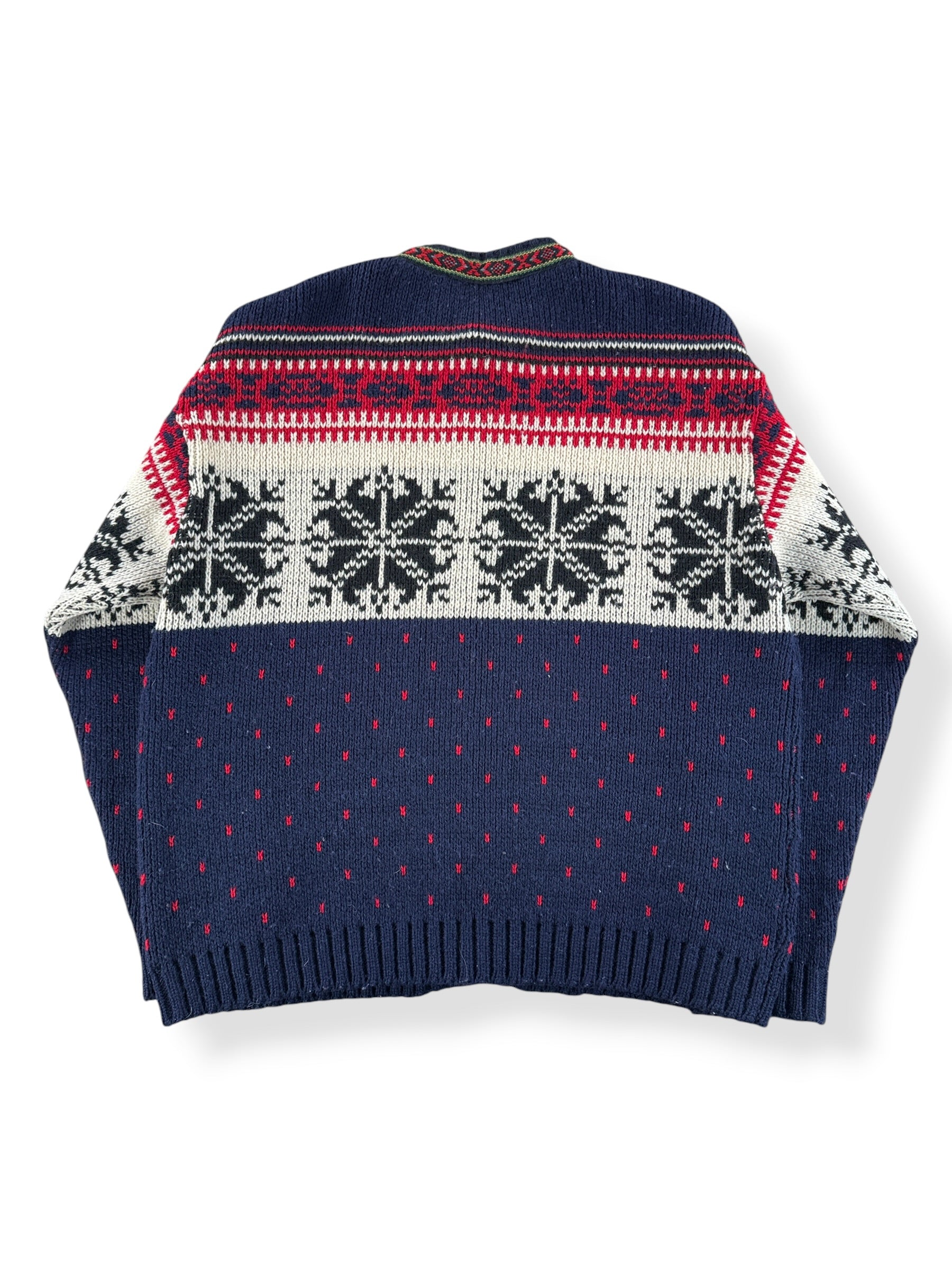 Back of Vintage Norwegian Cardigan Sweater SZ XL