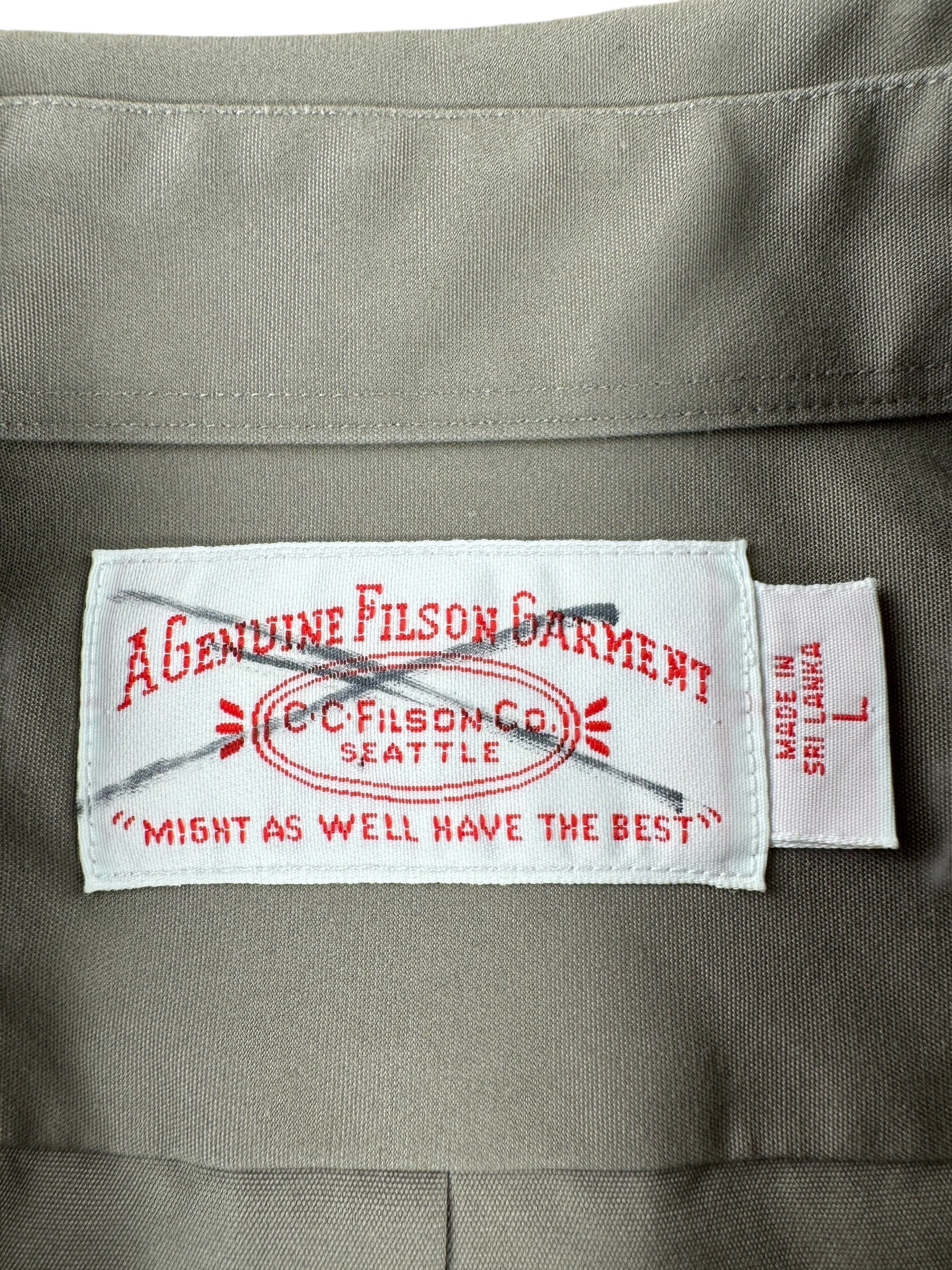 Tag on Tan Filson Guide Shirt SZ L