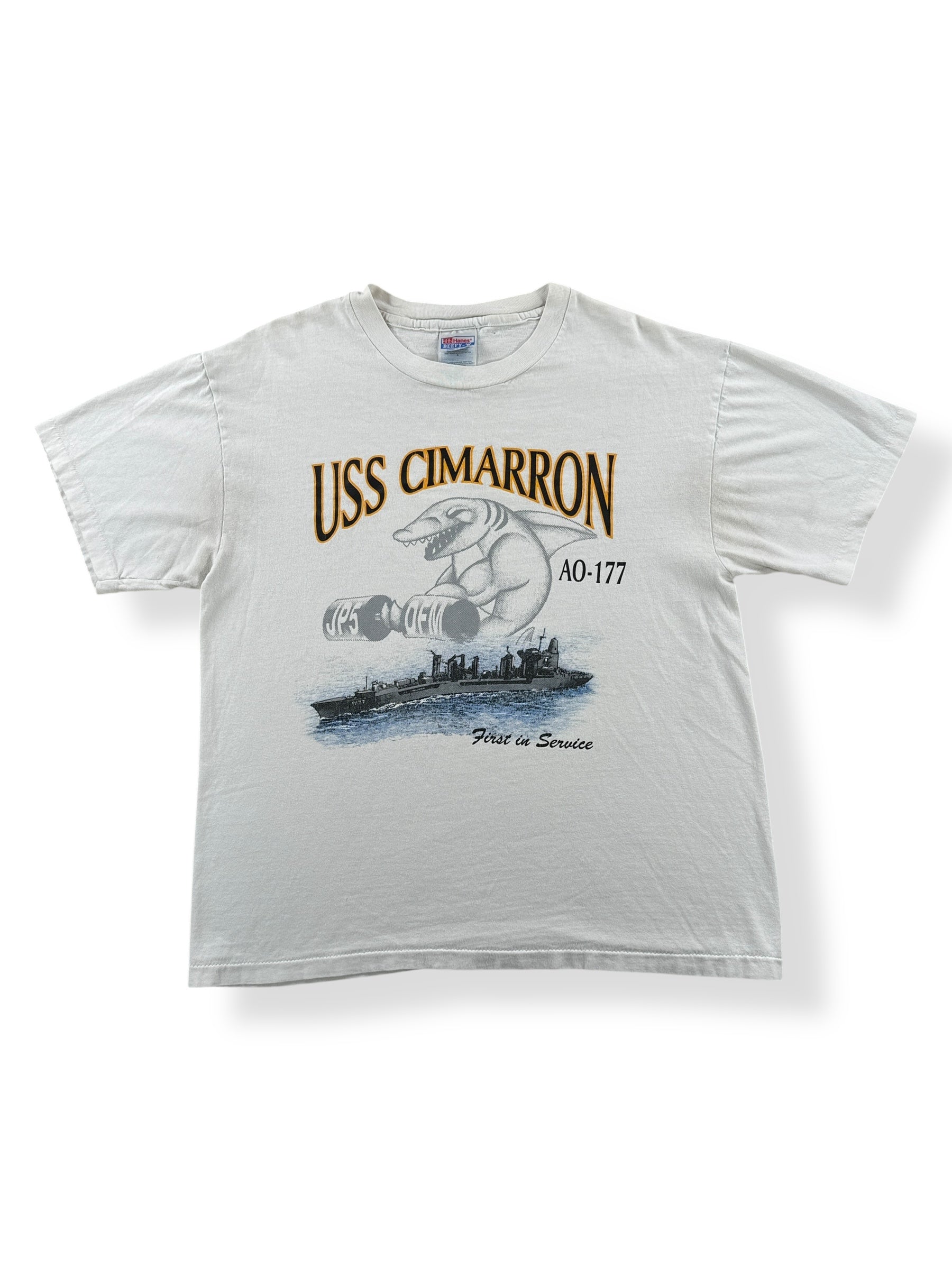 Front of Vintage Badass Shark Naval Tee SZ L