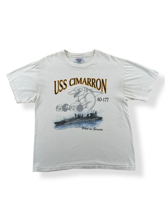 Front of Vintage Badass Shark Naval Tee SZ L