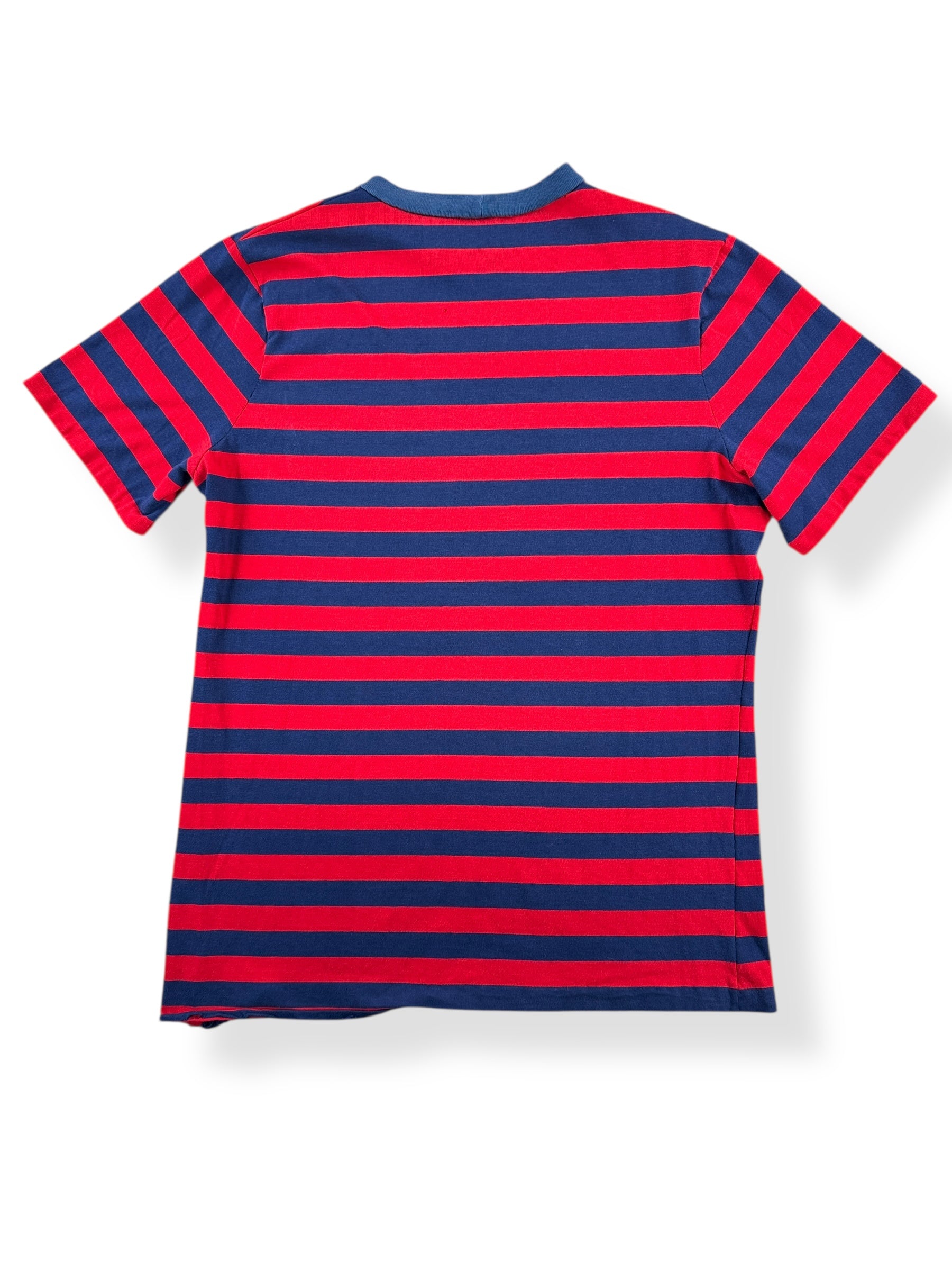 Back of Vintage 60s Era Blue and Red Striped Tee SZ L
