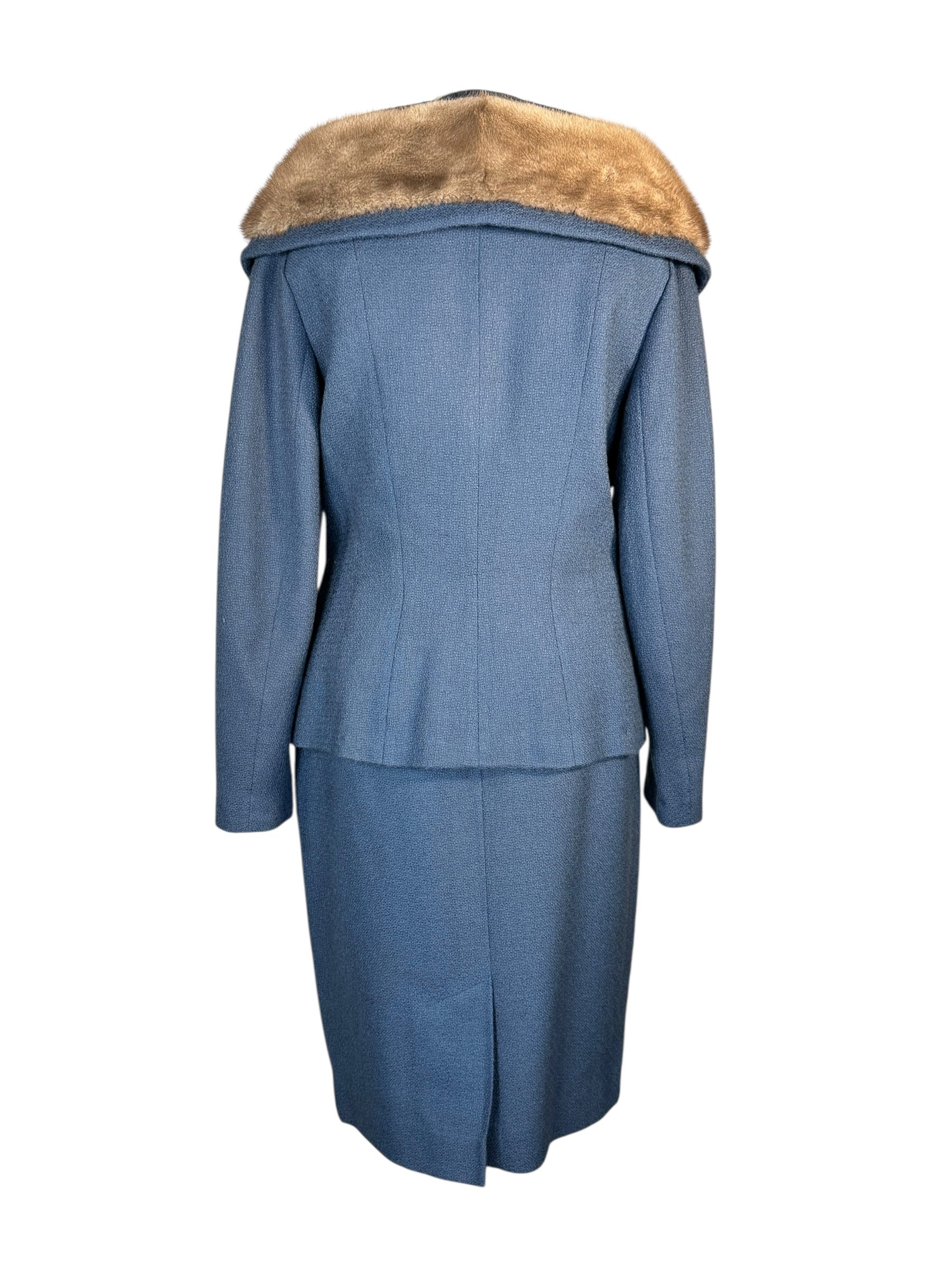 Back of 1960s Lilli Ann Periwinkle Mink Set L