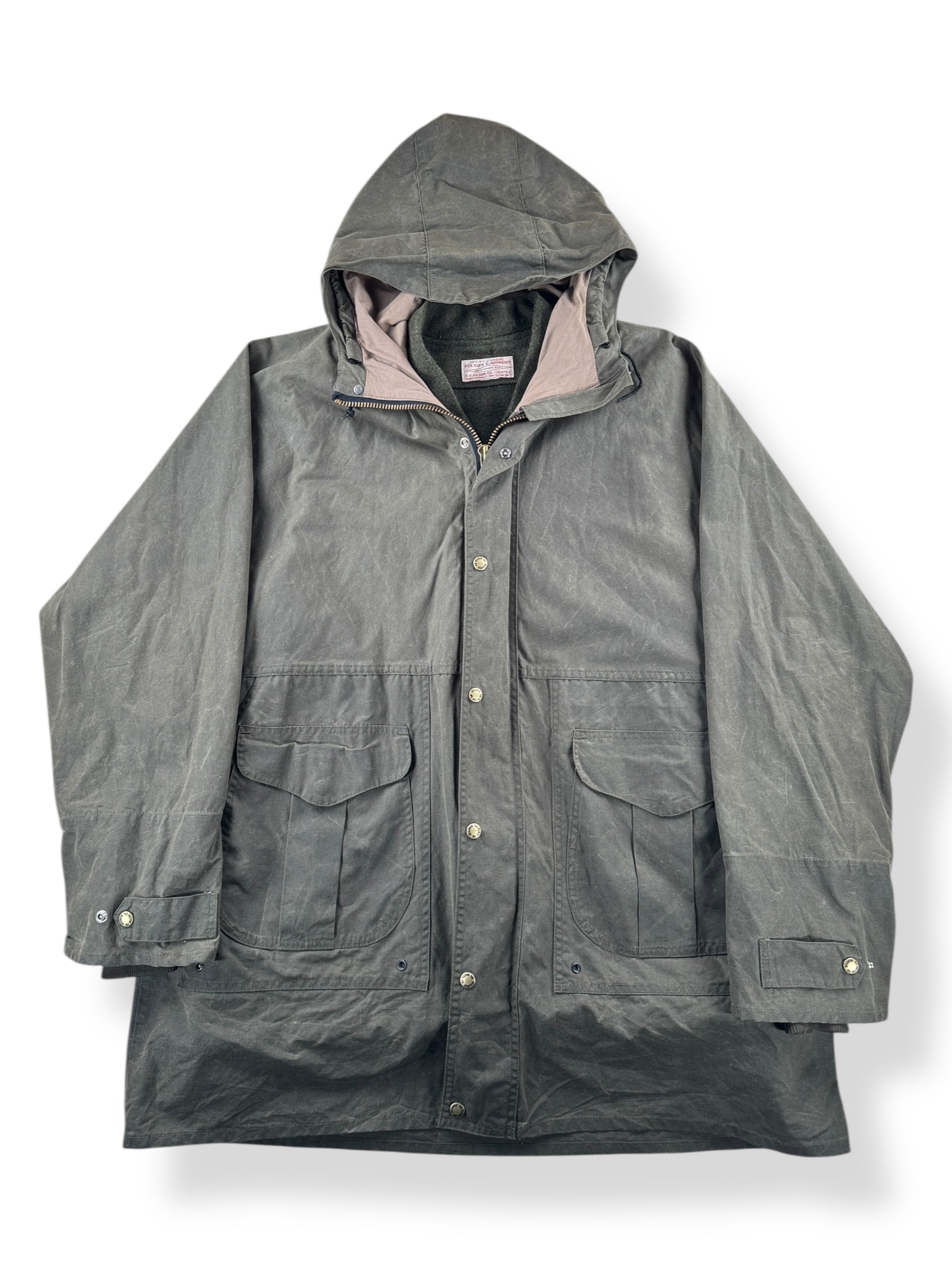 Front of Vintage Filson All Season Rain Coat SZ XXL