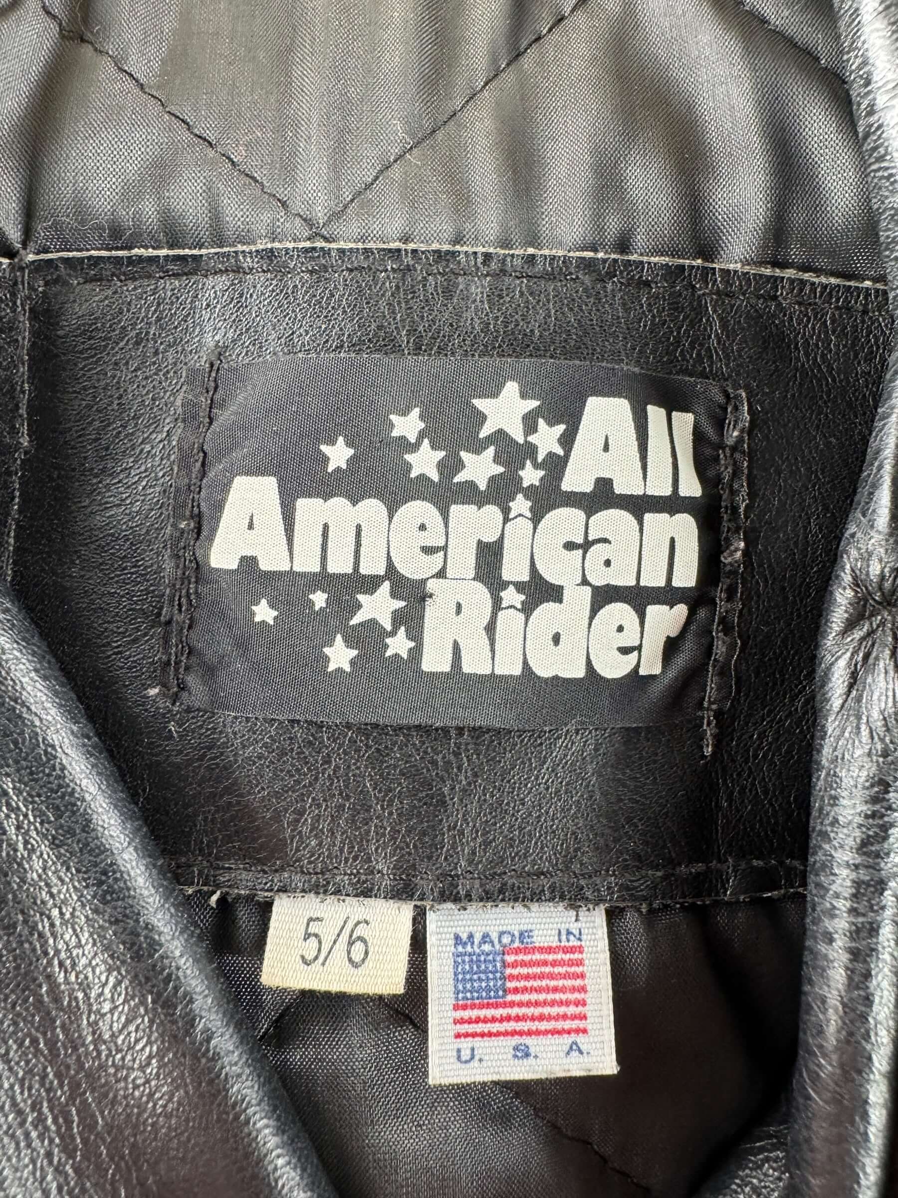 Label on Vintage Ladies Fringe Leather Riders Jacket SZ 5/6