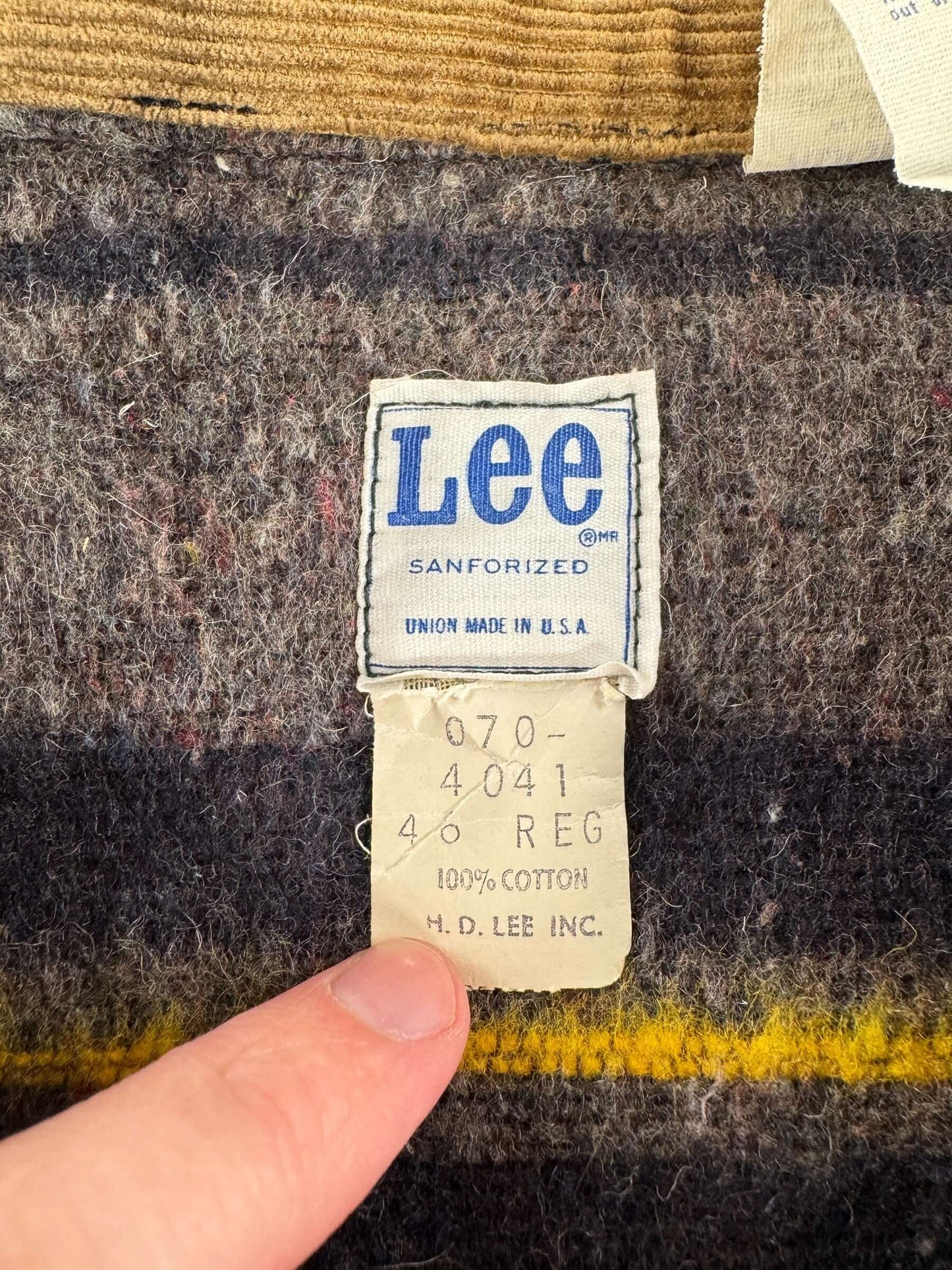 Tag on Vintage NOS Lee Alaska Lining Blanket Lined Chore Coat SZ 46