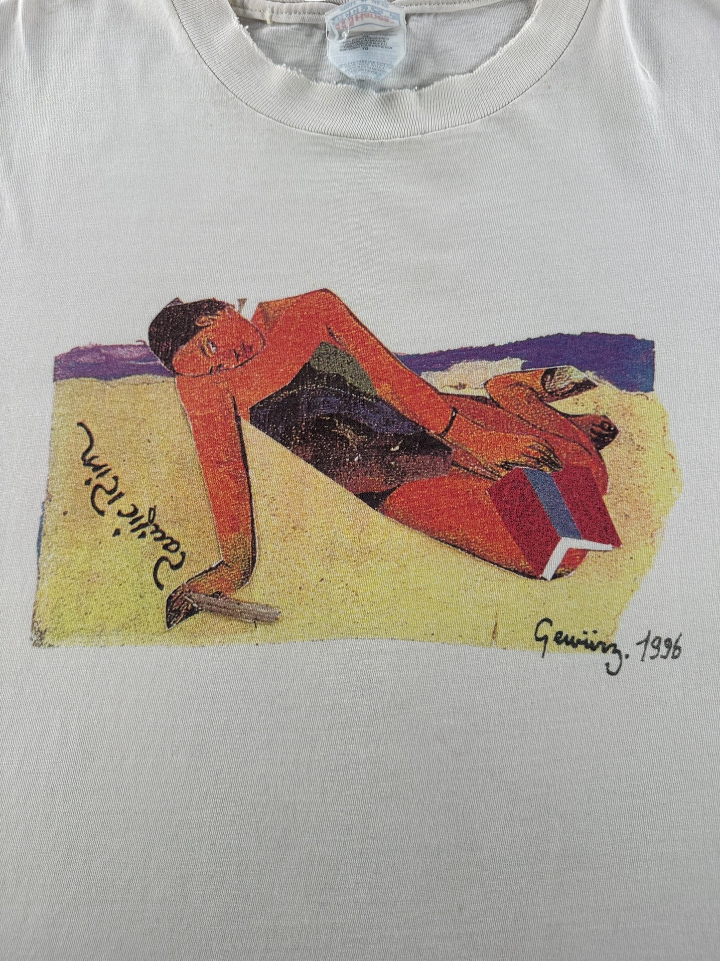 Graphic of Vintage Beach Scene Art Tee SZ XL