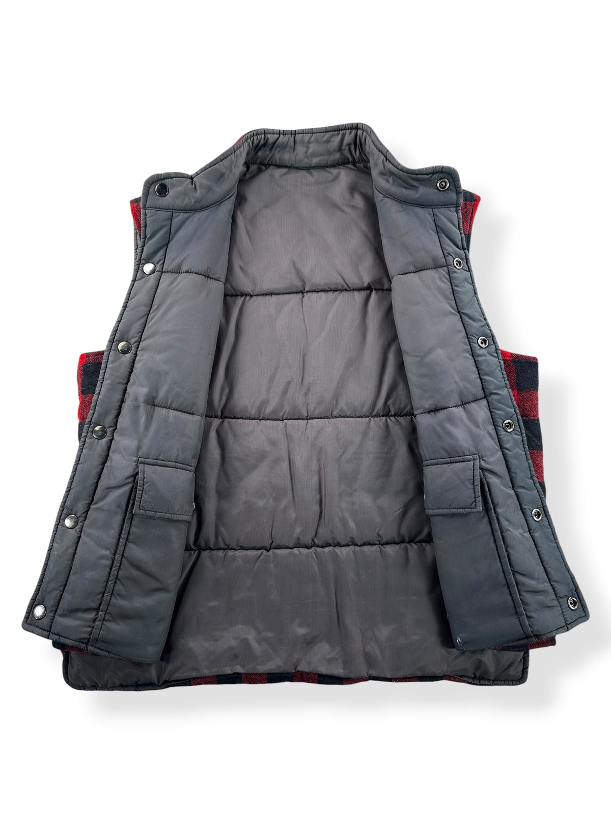 Inside of Vintage Arrow Buffalo Plaid Down Vest SZ L