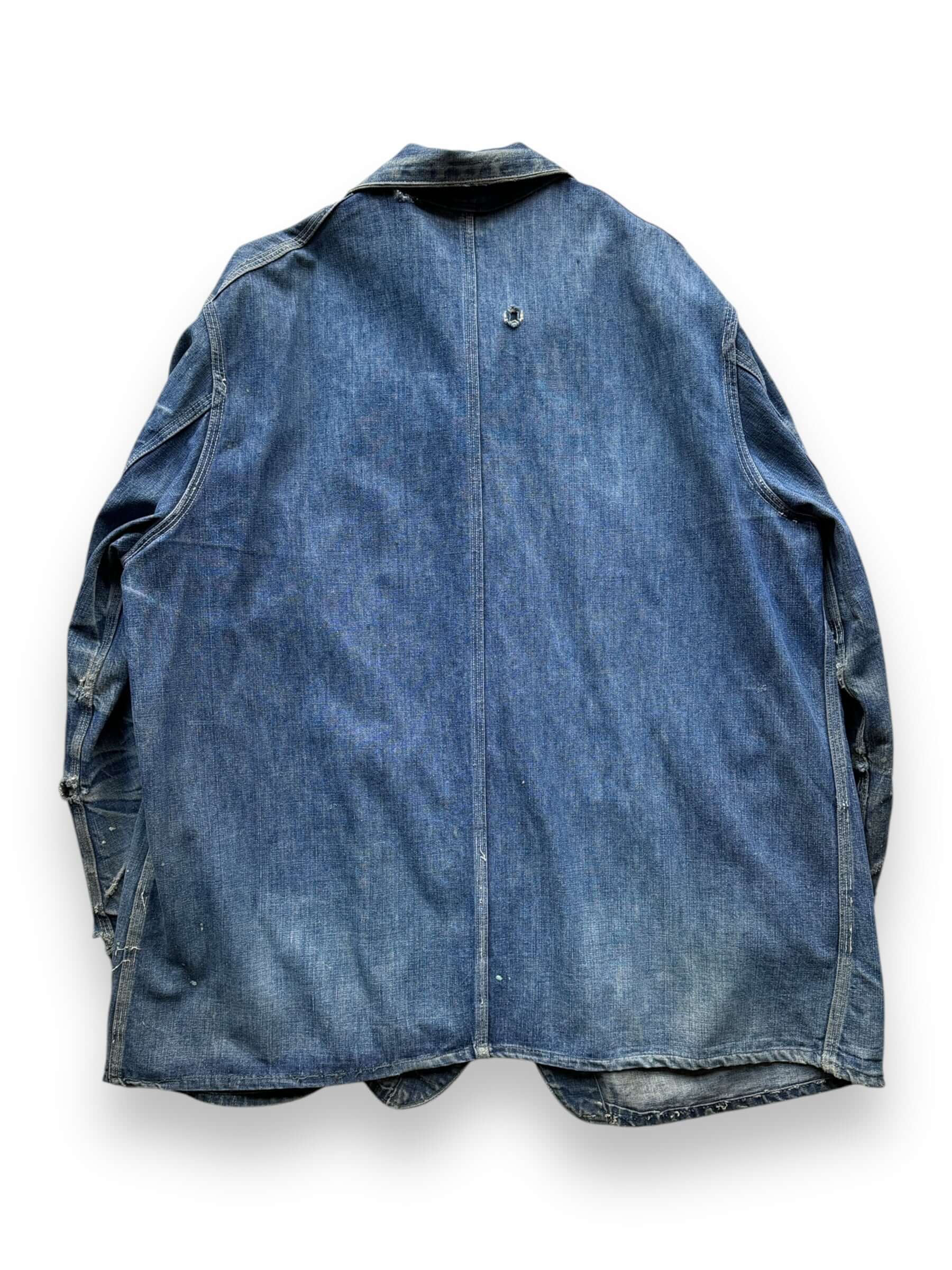 back of Vintage Hercules Denim Chore Coat w/ Added Pockets SZ XL